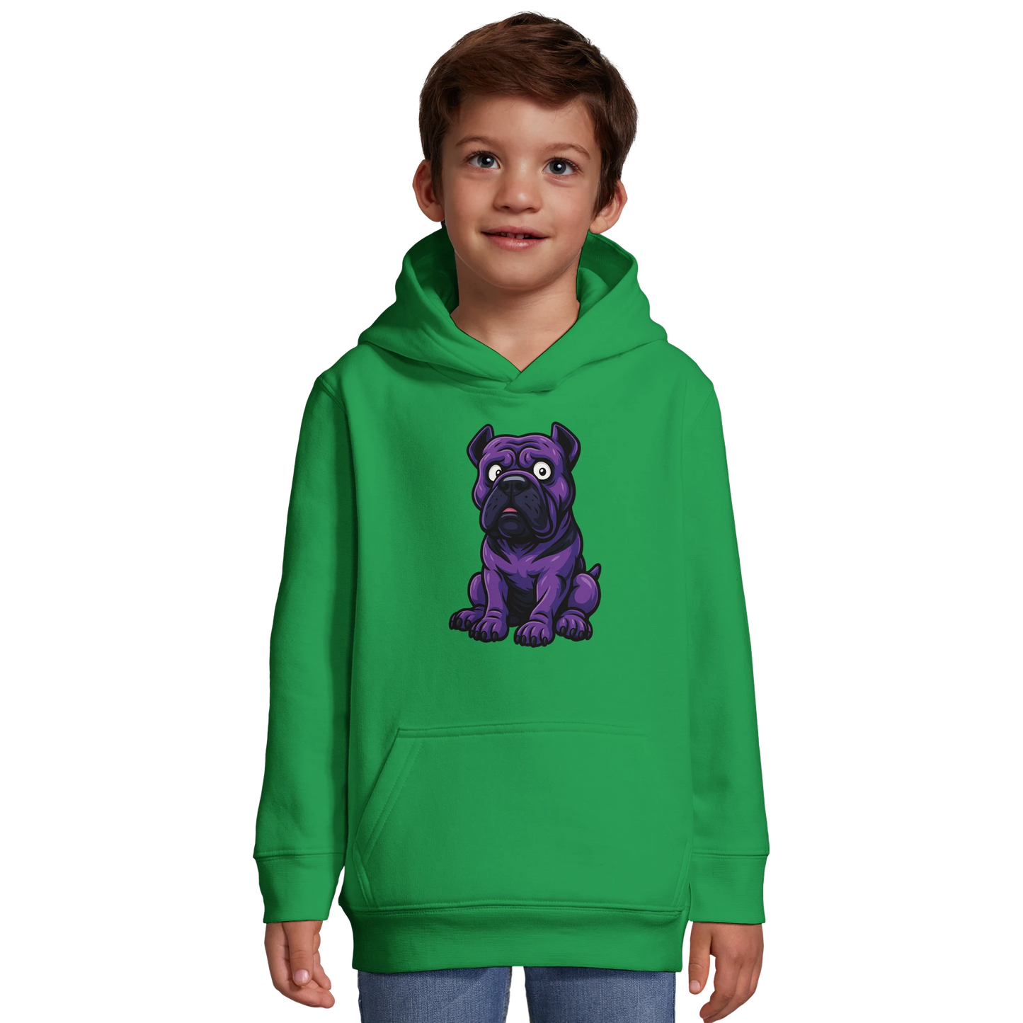 Sweat-shirt à capuche enfant vert Cane Corso humour