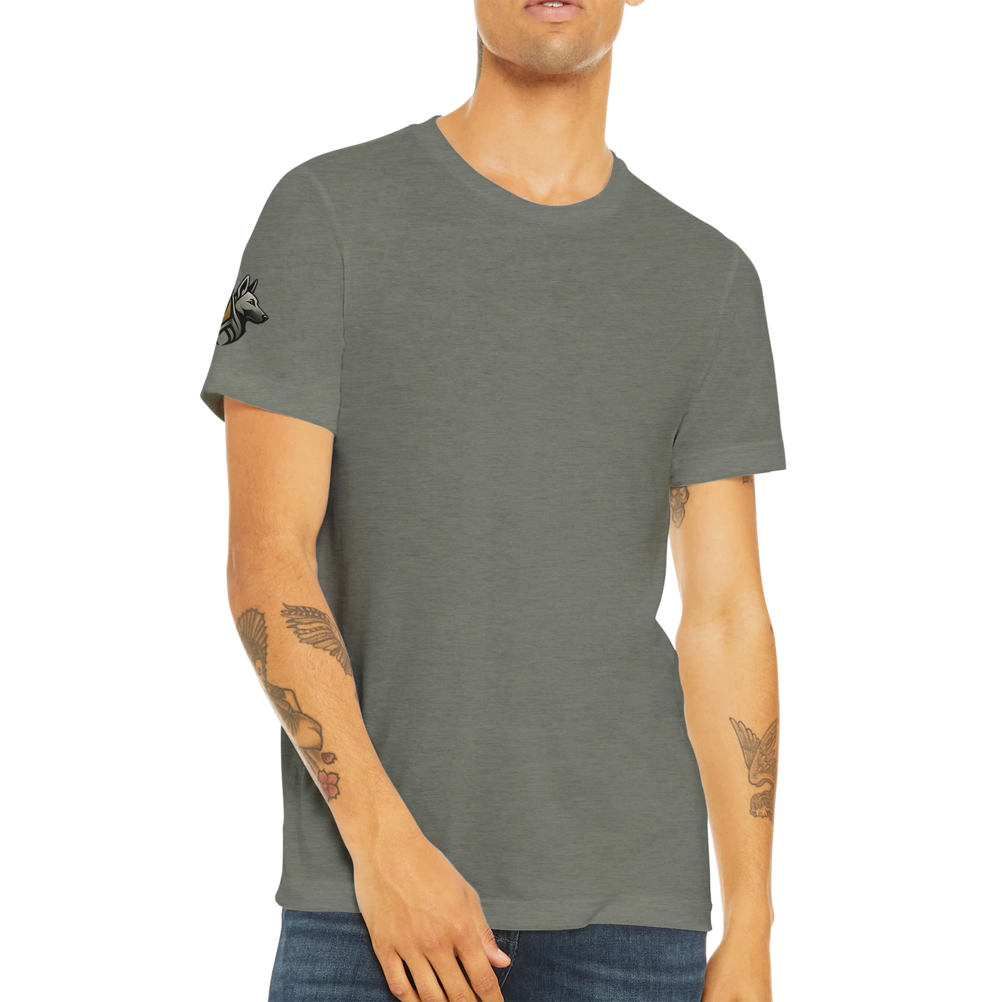 T-shirt sport unisexe Triblend adulte uni avec logo sur manche droite MolossDesign