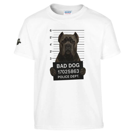 T-shirt enfant unisexe classique ras du cou blanc Bad Dog Cane Corso