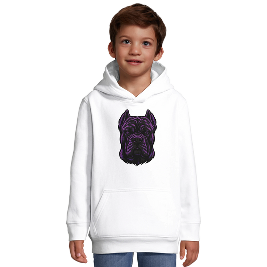 Sweat-shirt à capuche enfant blanc tête Cane Corso