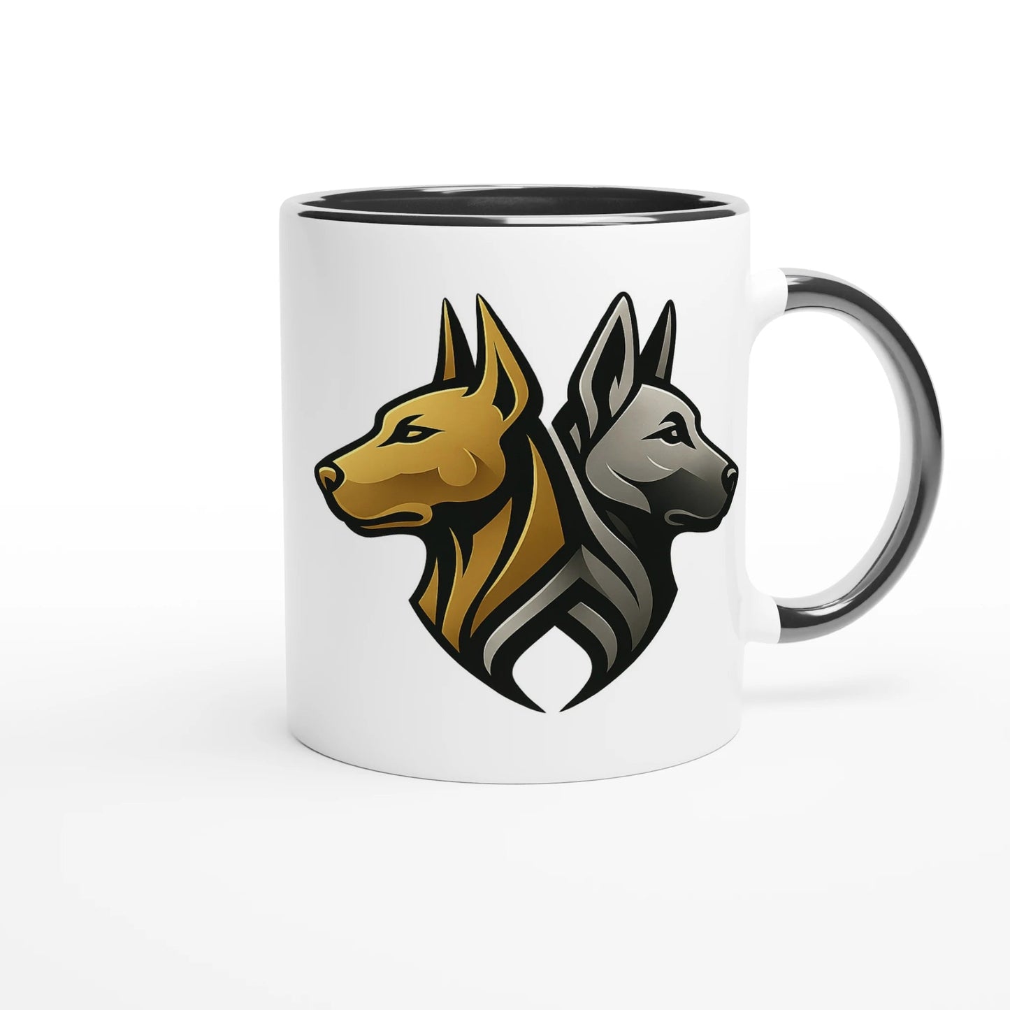 Mug céramique blanche 325 ml (11 oz) intérieur coloré-affiche Malinois au crayon logo MolossDesign