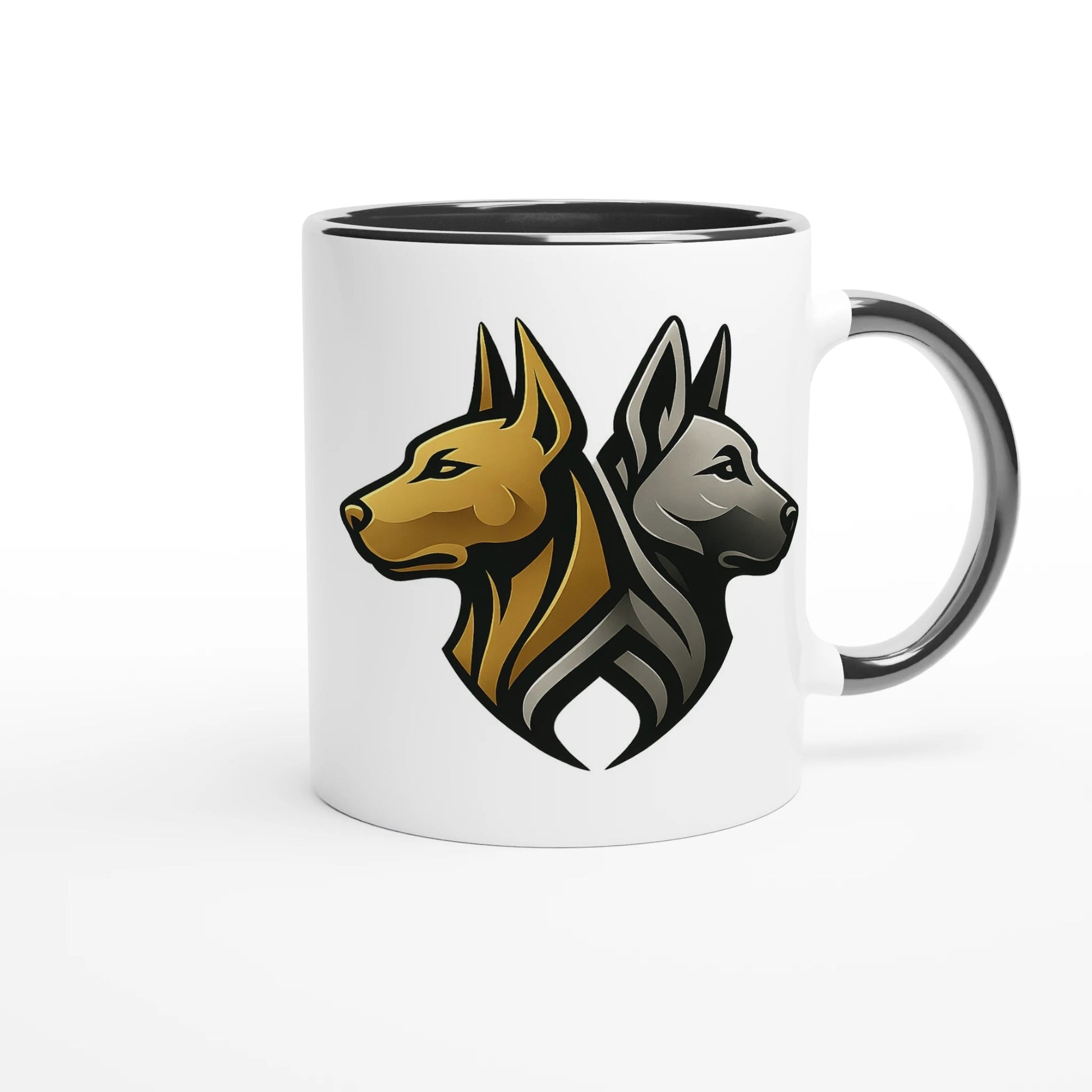 Mug céramique blanche 325 ml (11 oz) intérieur coloré-affiche Malinois au crayon logo MolossDesign