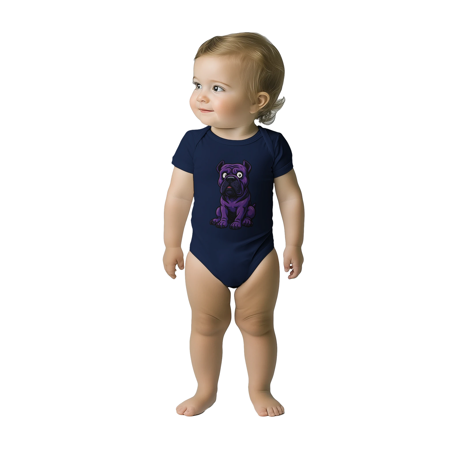 Body bébé bleu marine coton manches courtes Cane Corso