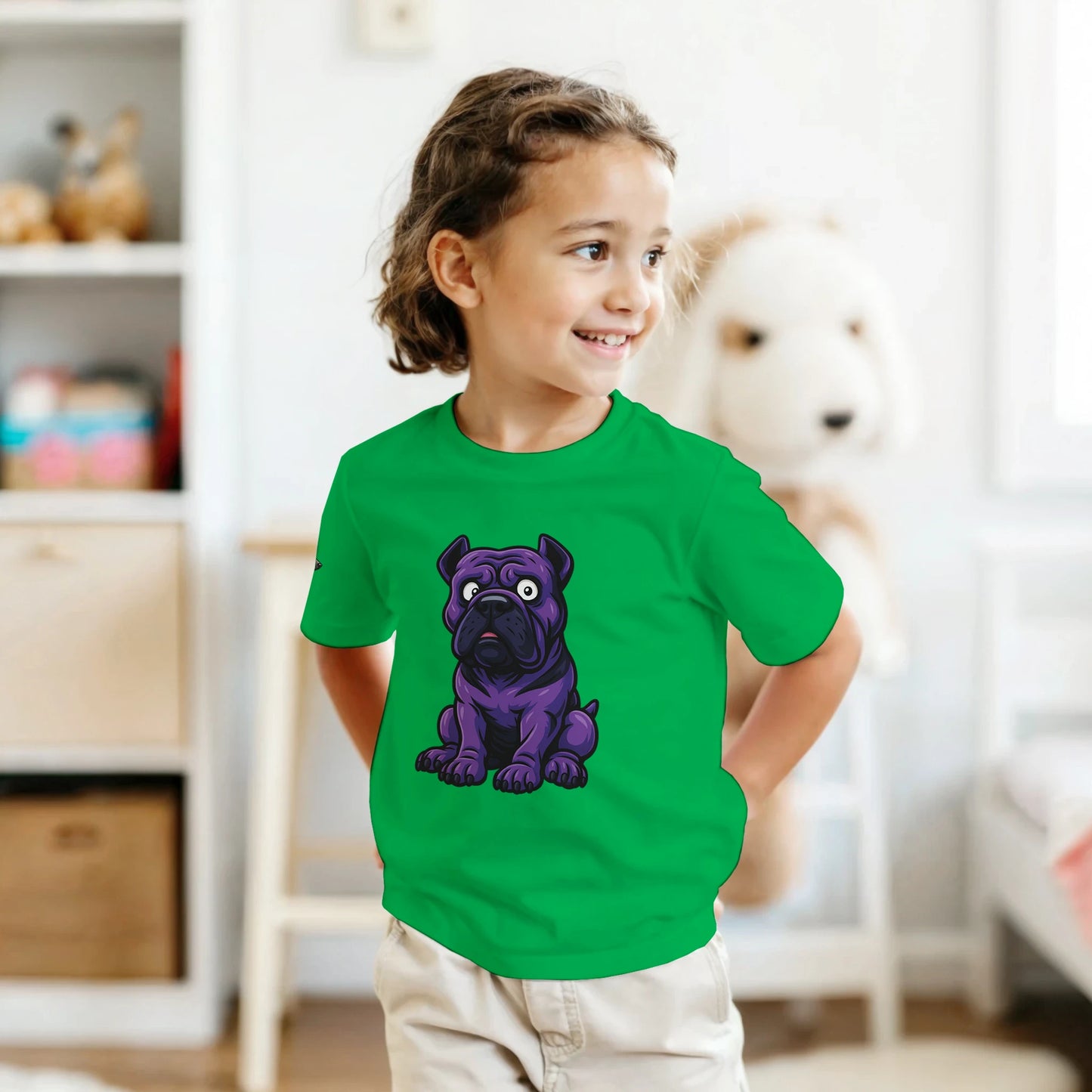 T-shirt enfant unisexe classique ras du cou vert Cane Corso humour