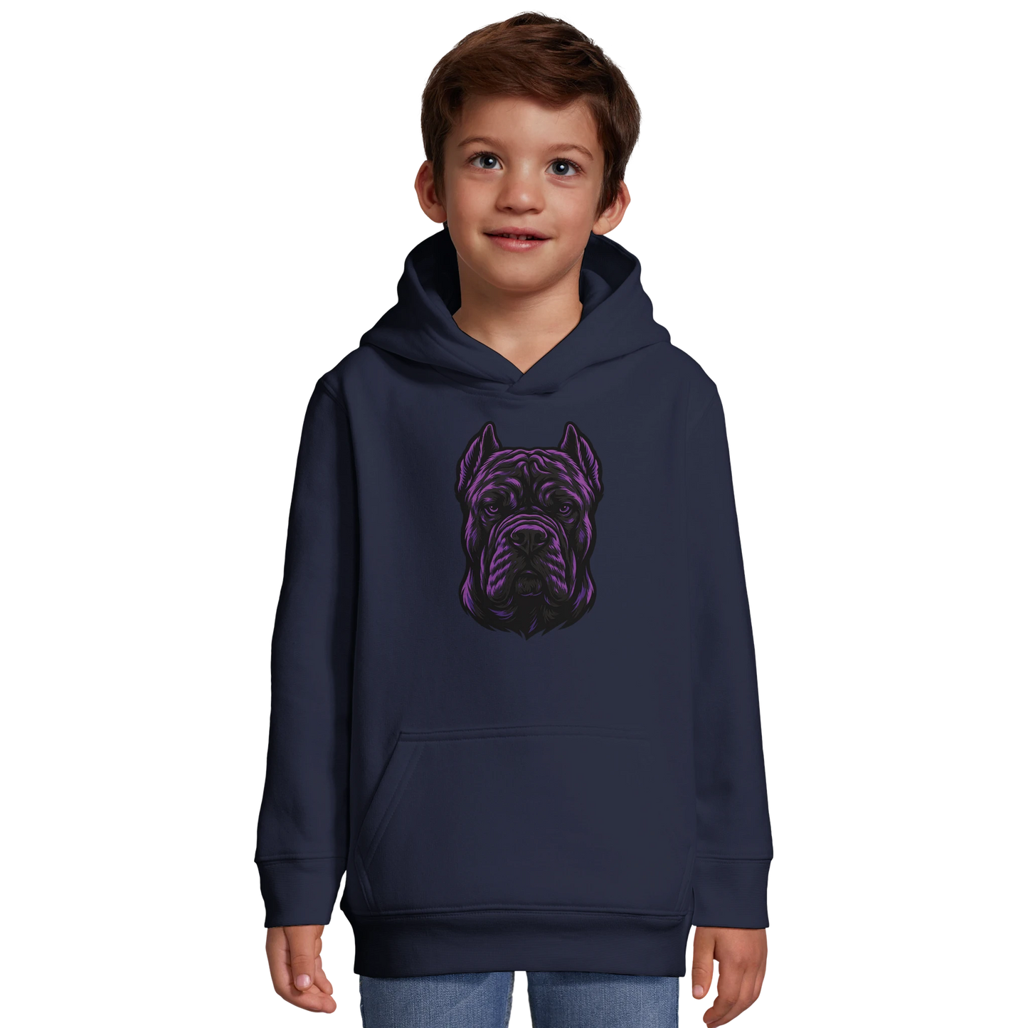 Sweat-shirt à capuche enfant bleu tête Cane Corso