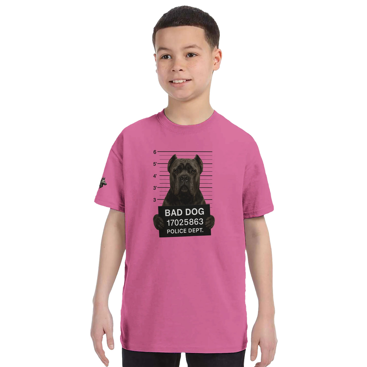 T-shirt enfant unisexe classique ras du cou rose Bad Dog Cane Corso