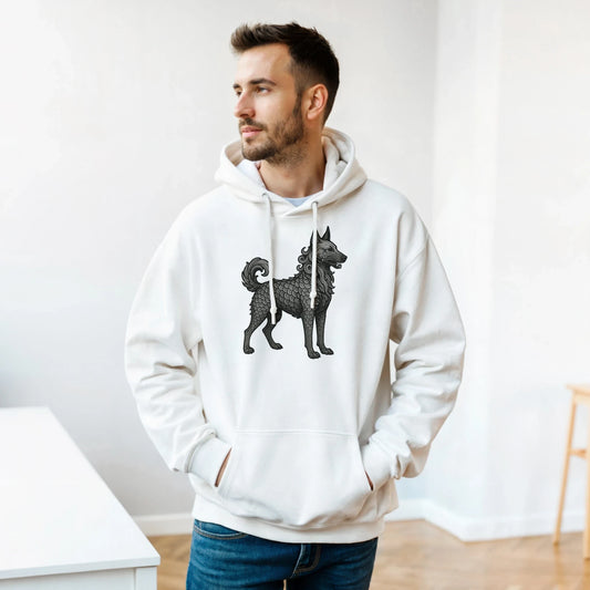 Sweat à capuche adulte unisexe classique blanc Dragon Malinois