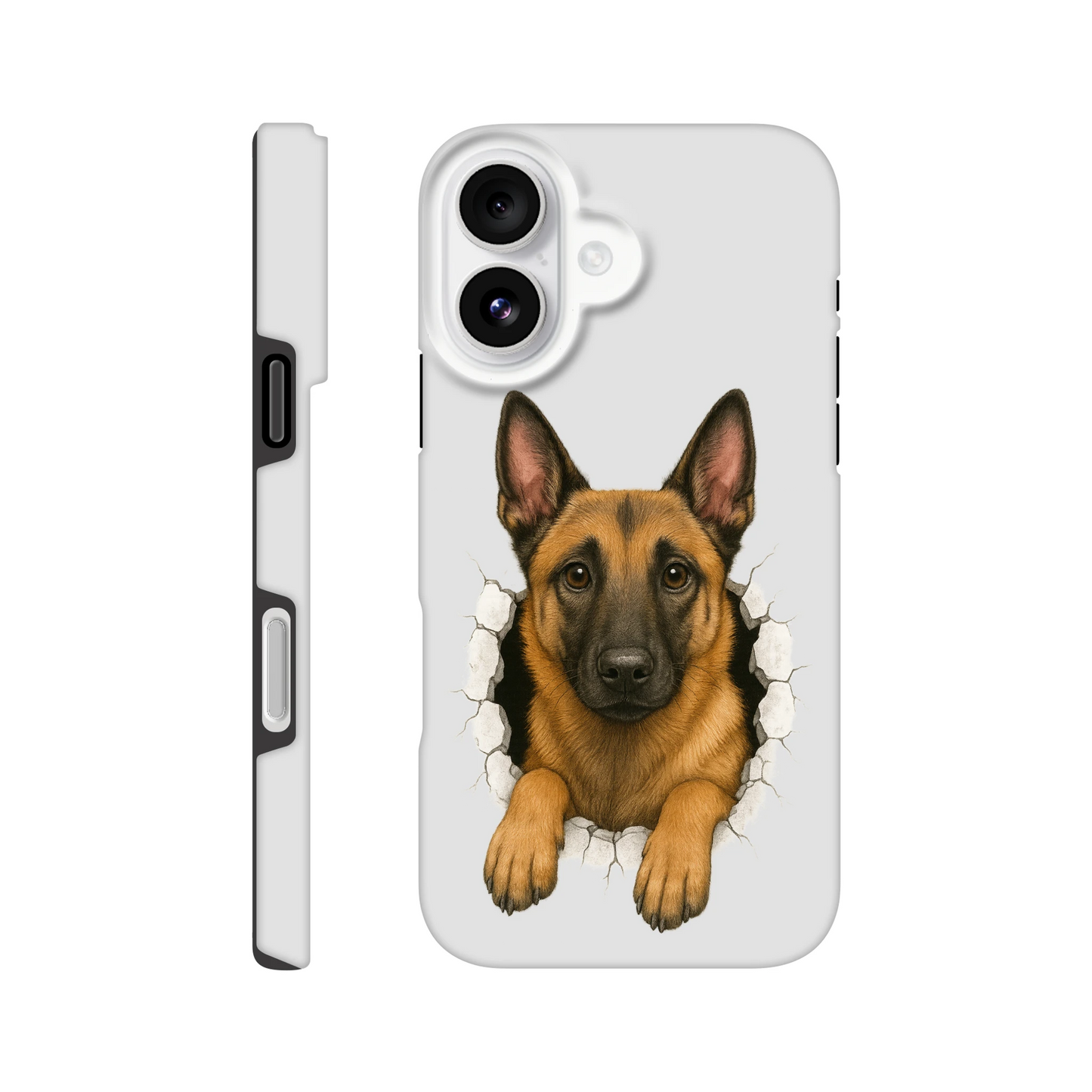 Coque résistante pour Iphone Malinois trou mur2