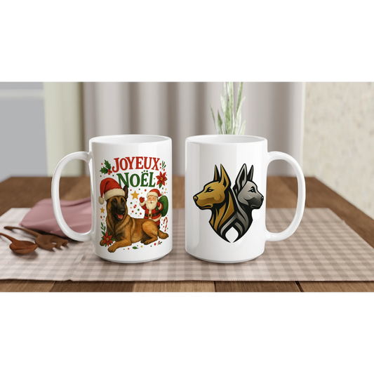 Mug en céramique blanche de 443 ml (15 oz) Noel Malinois
