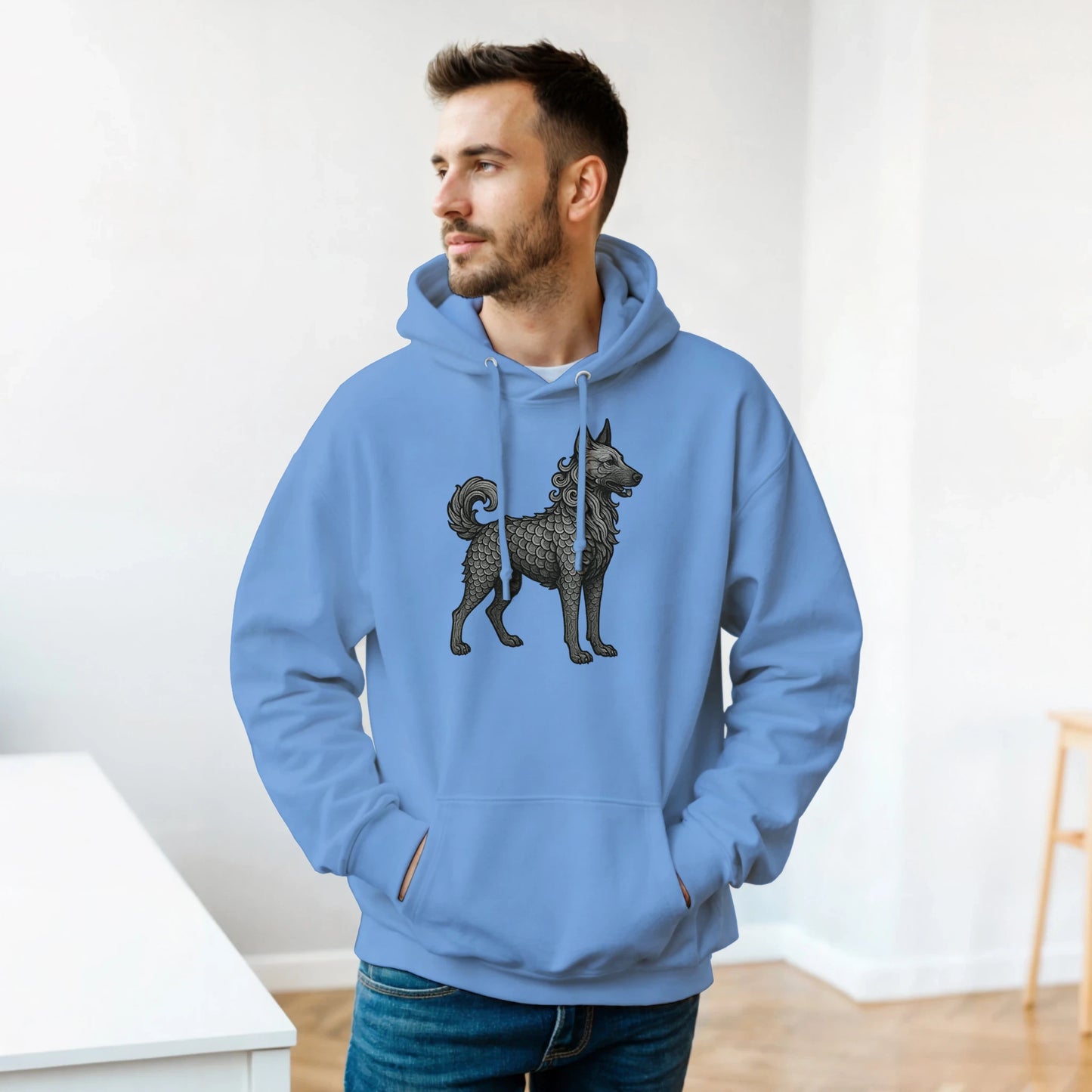 Sweat à capuche adulte unisexe classique bleu Dragon Malinois