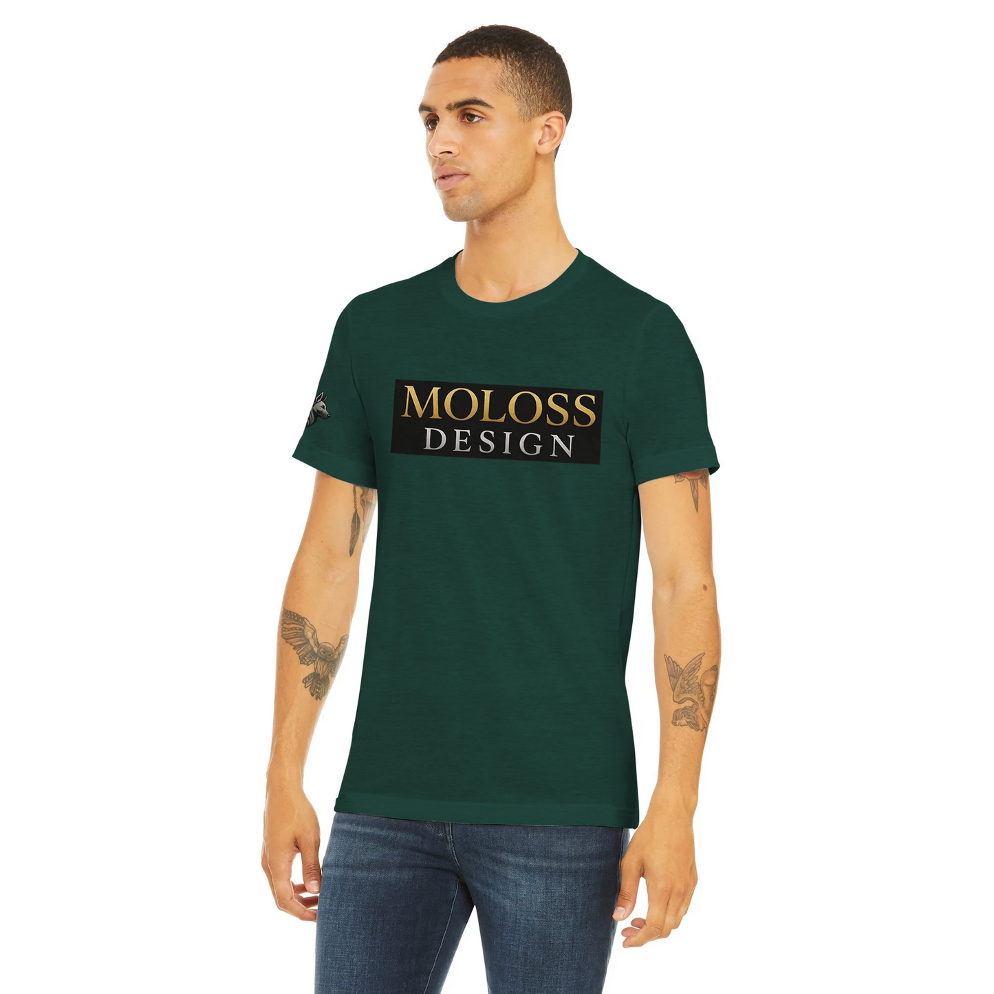 T-shirt  sport unisexe Triblend ras du cou vert logo MolossDesign