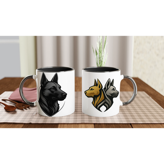 Mug avec intérieur coloré noir tête Malinois noire et argentée
