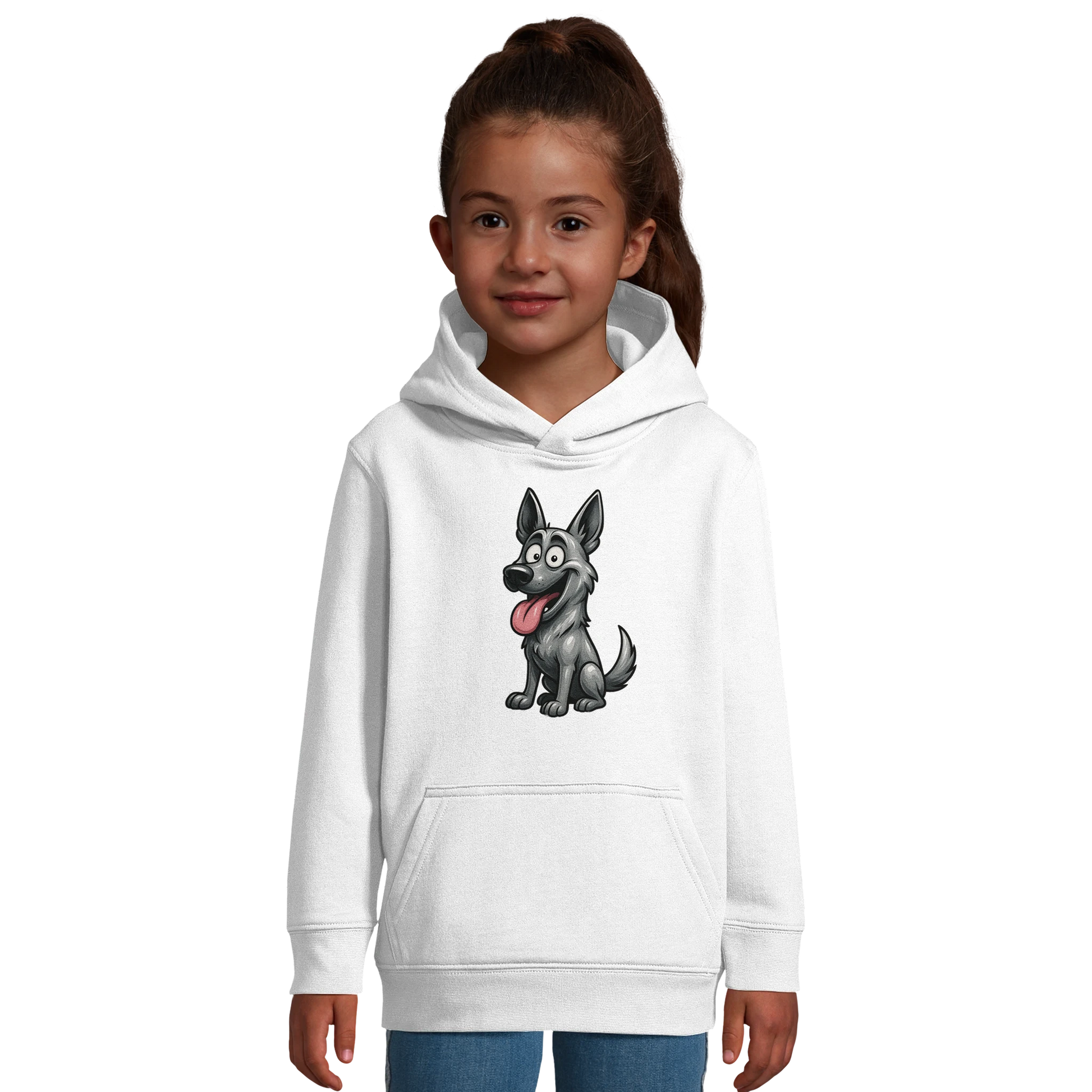 Sweat-shirt à capuche enfant blanc Malinois humour