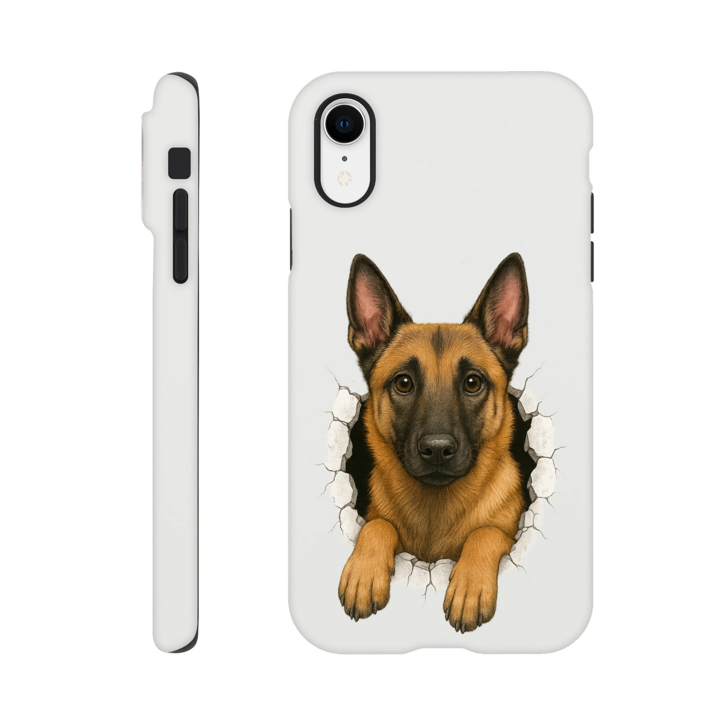 Coque résistante pour Iphone Malinois trou mur2