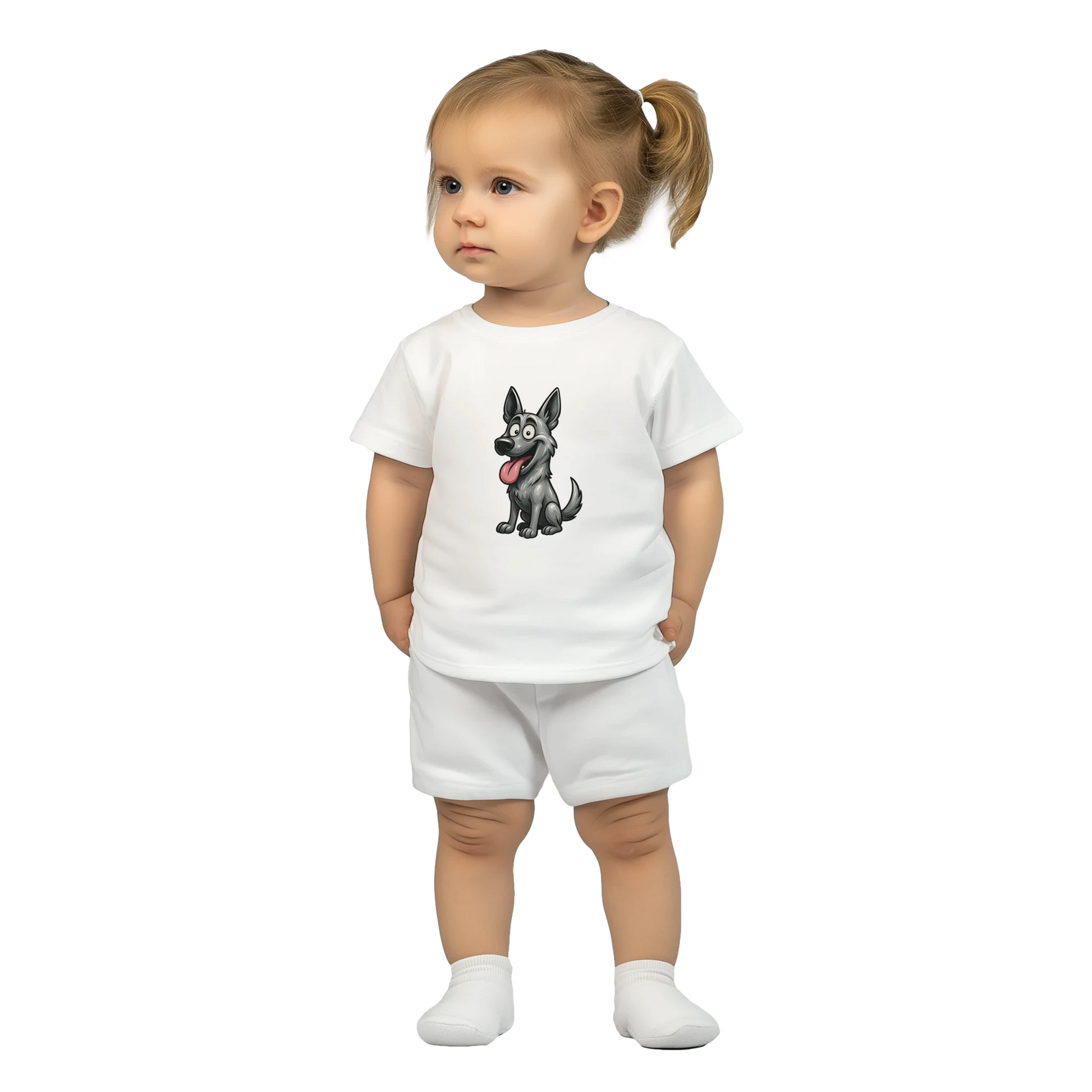 T-shirt bébé blanc coton manches courtes Malinois
