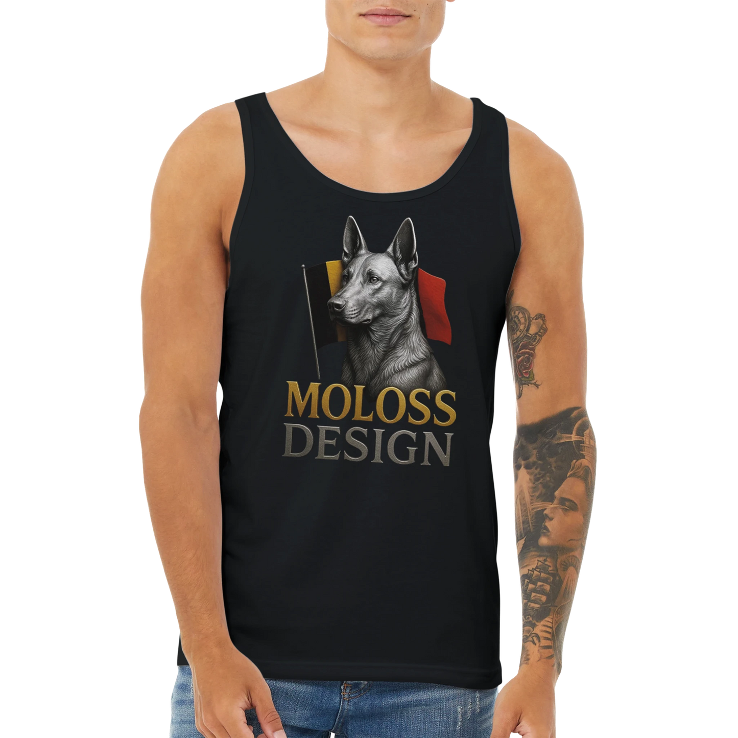 Débardeur adulte unisexe premium noir Malinois drapeau