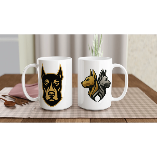 Mug en céramique tête Dobermann doré et noir