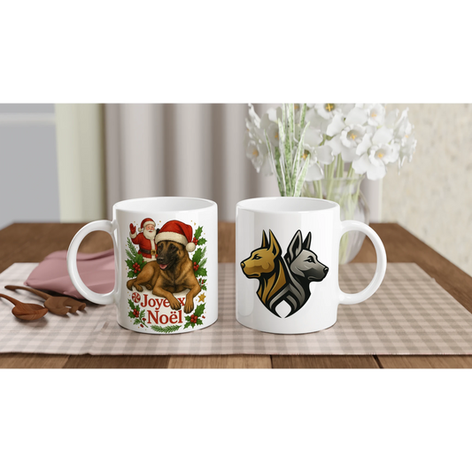 Mug en céramique blanche de 325 ml (11 oz) Noel Malinois
