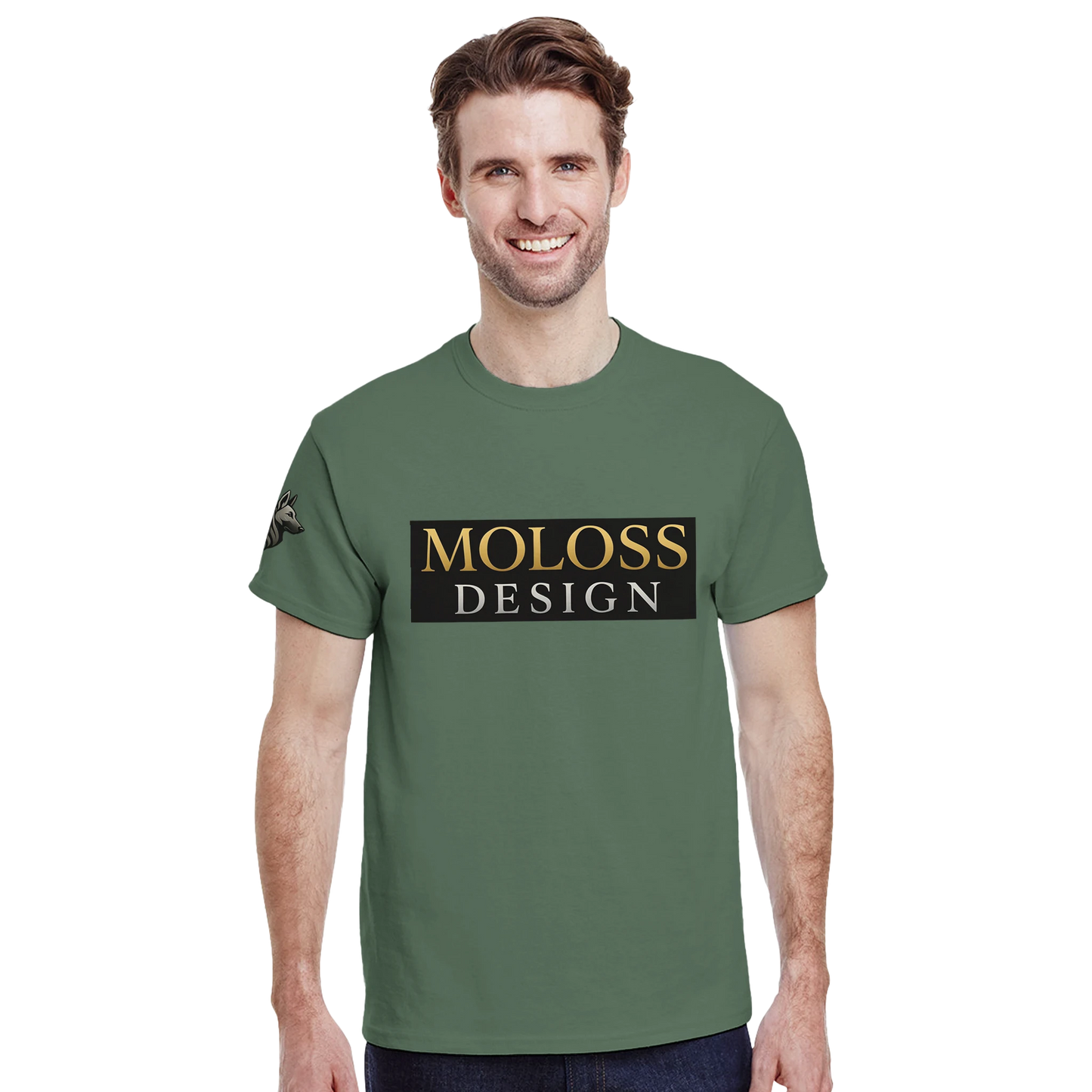 T-shirt unisexe épais ras du cou vert logo MolossDesign