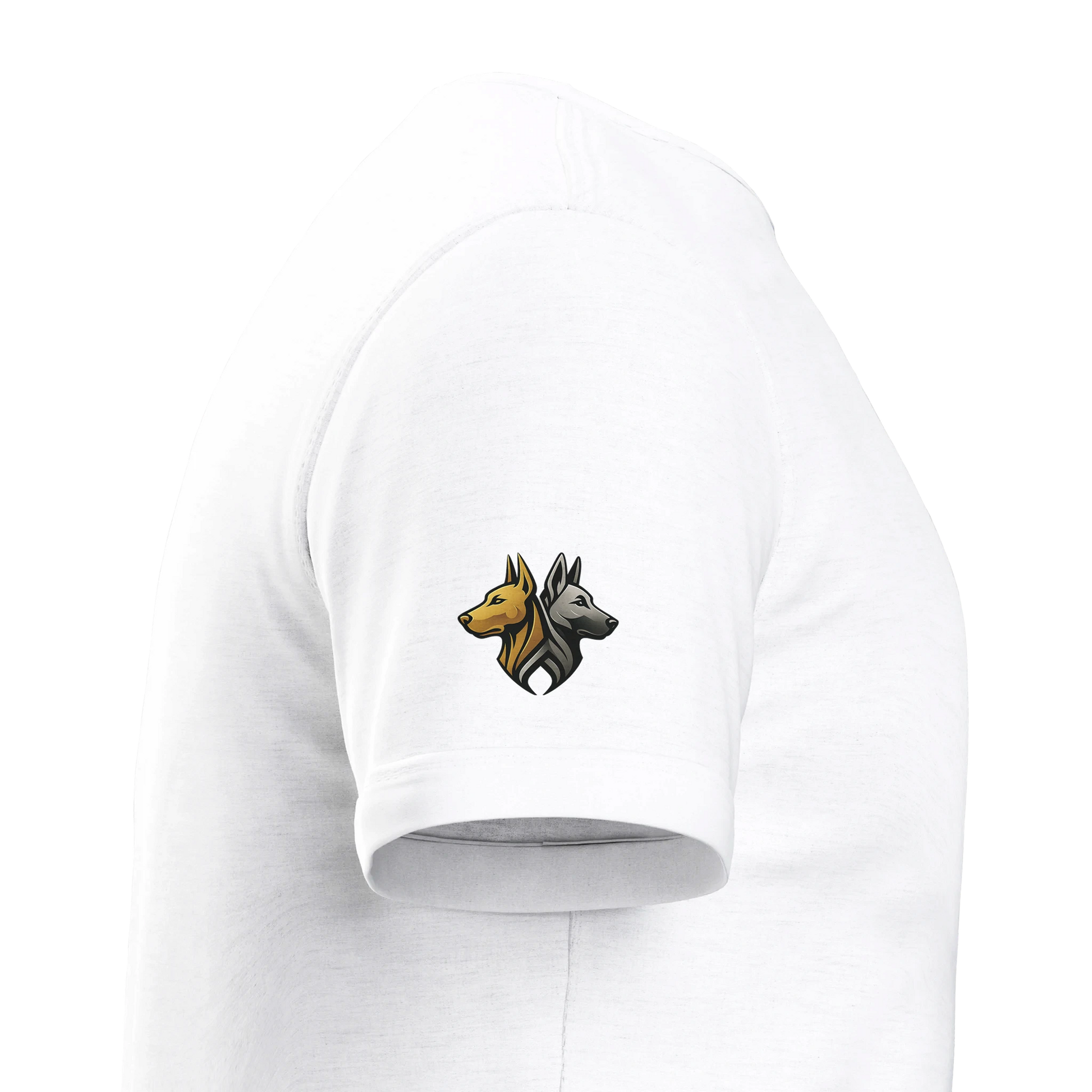 Marque MolossDesign | T-shirt enfant classique ras du cou Malinois humour1 avec logo sur manche droite MolossDesign