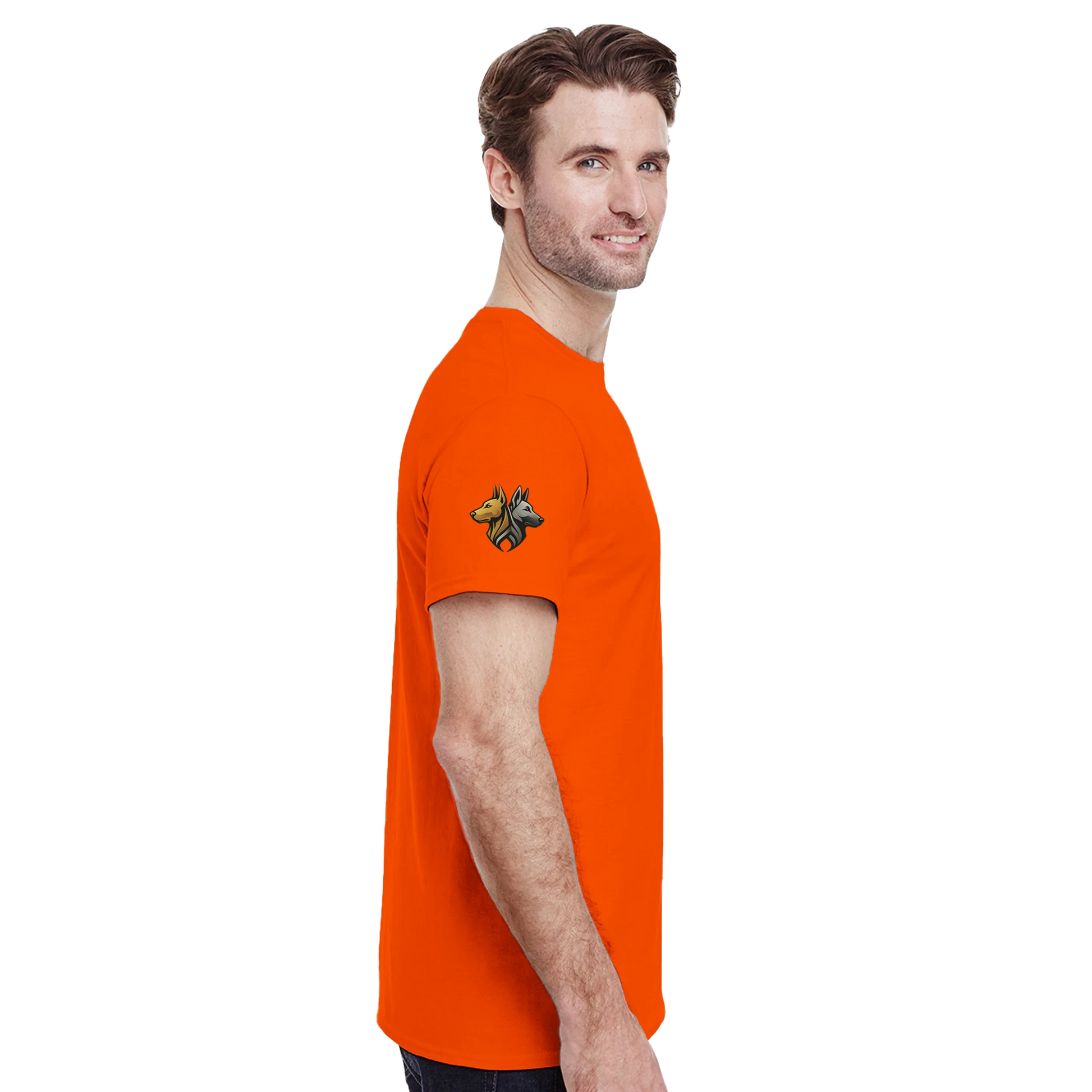 T-shirt unisexe épais ras du cou MolossDesign1 avec logo sur la manche droite MolossDesign