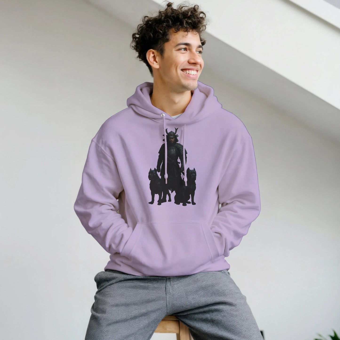 Sweat à capuche adulte unisexe classique violet Samourai+Cane Corso