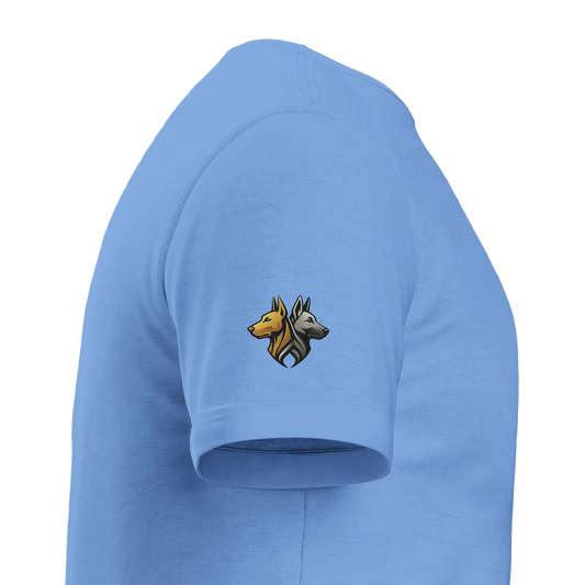 Marque MolossDesign | T-shirt enfant col rond Dobermann noir et doré3 et logo sur manche droite MolossDesign