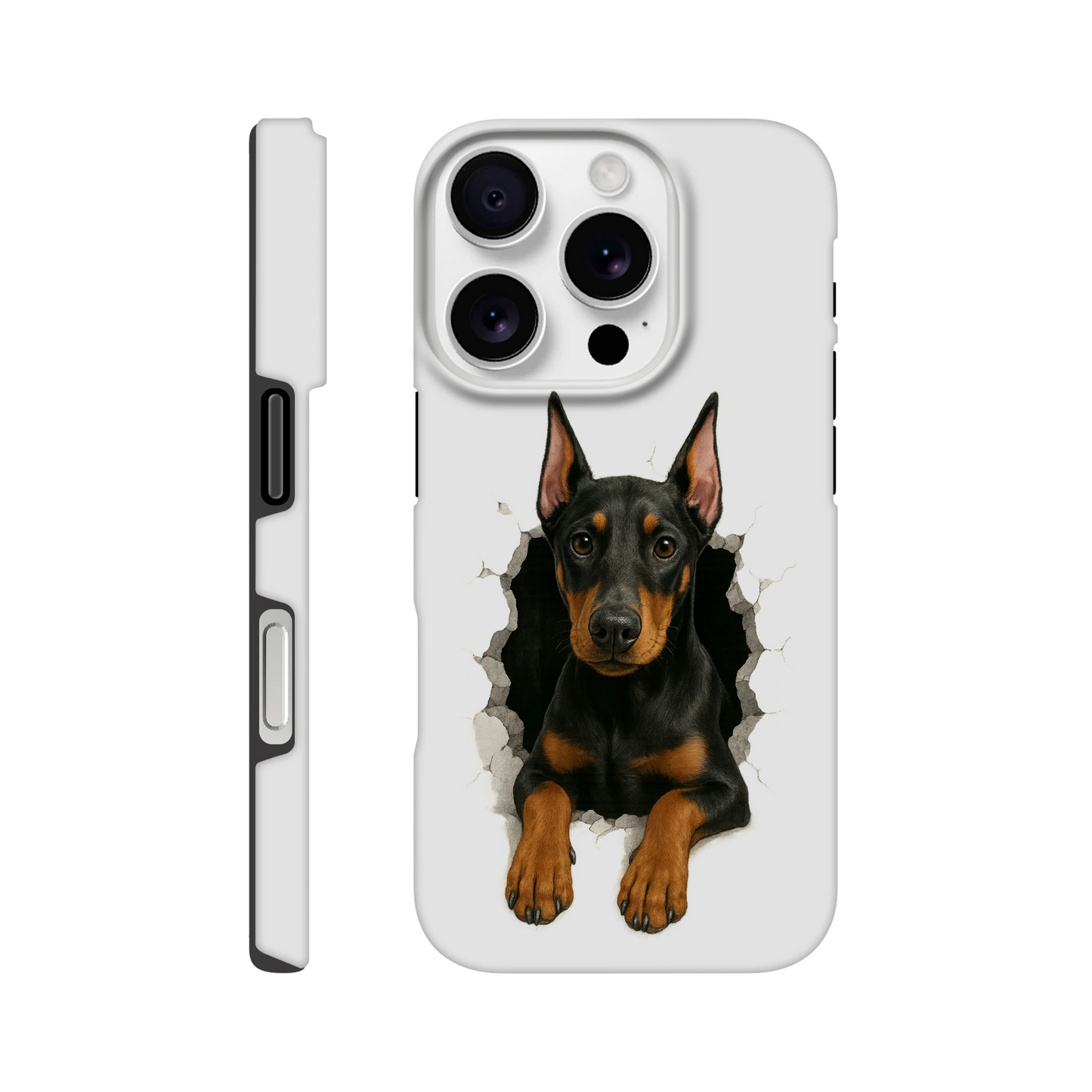 Coque résistante pour Iphone-Dobermann trou mur