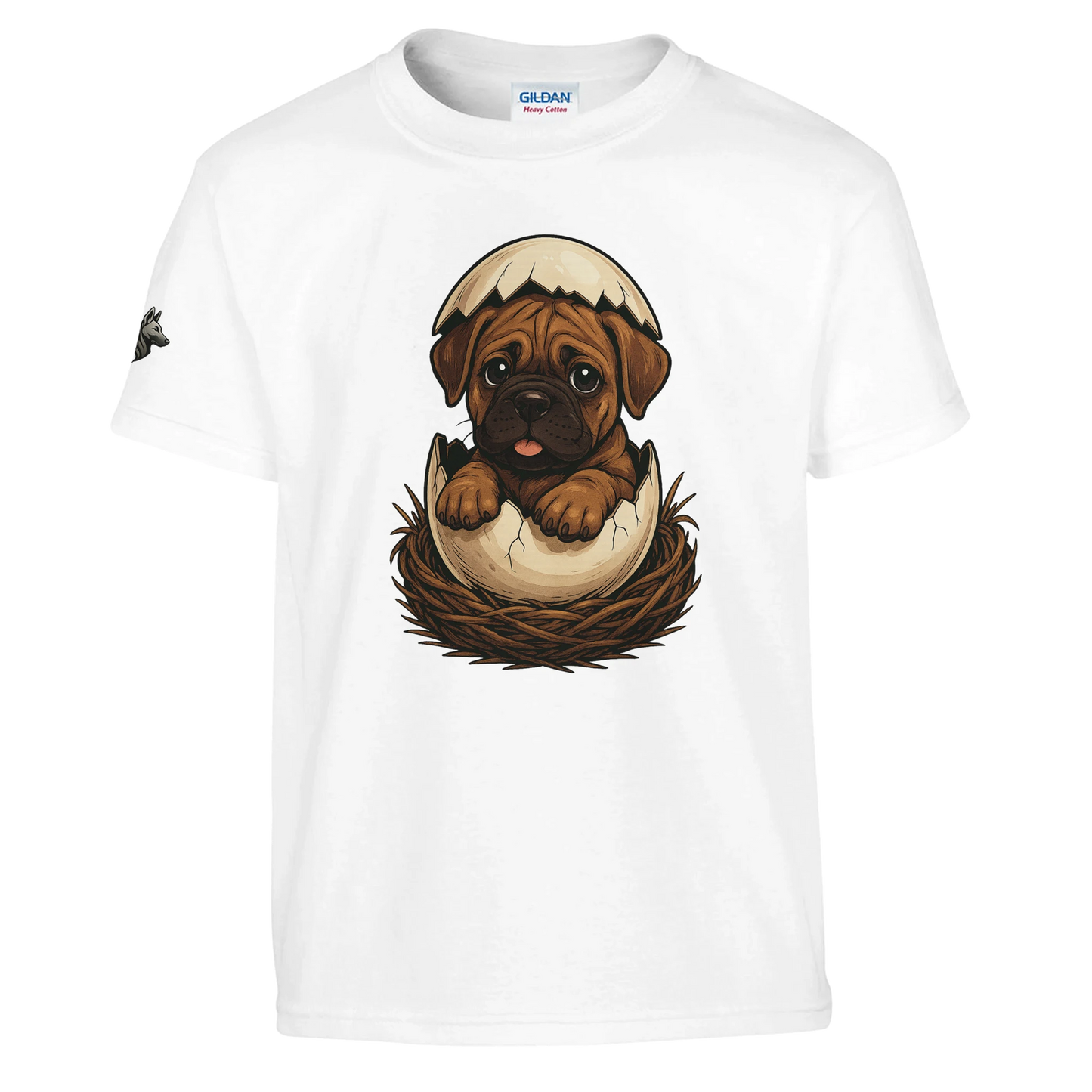 T-shirt enfant unisexe classique ras du cou blanc Cane Corso marron nid