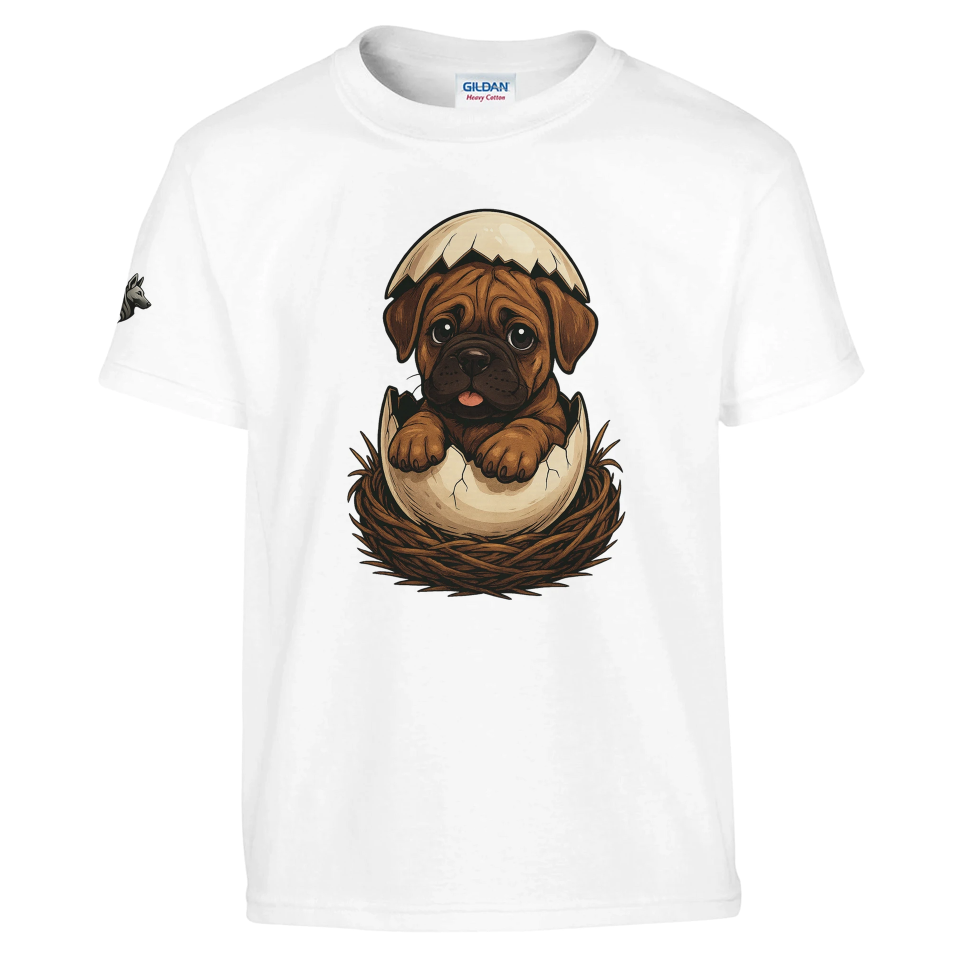 T-shirt enfant unisexe classique ras du cou blanc Cane Corso marron nid