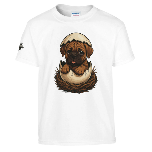 T-shirt enfant unisexe classique ras du cou blanc Cane Corso marron nid