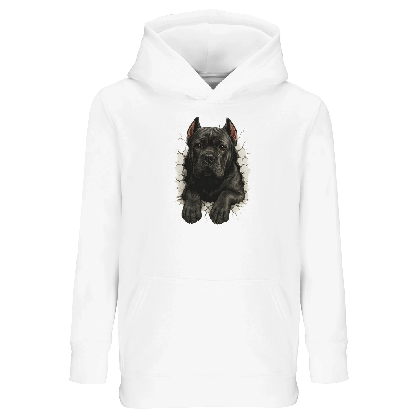 Sweat-shirt à capuche enfant blanc Cane Corso trou mur