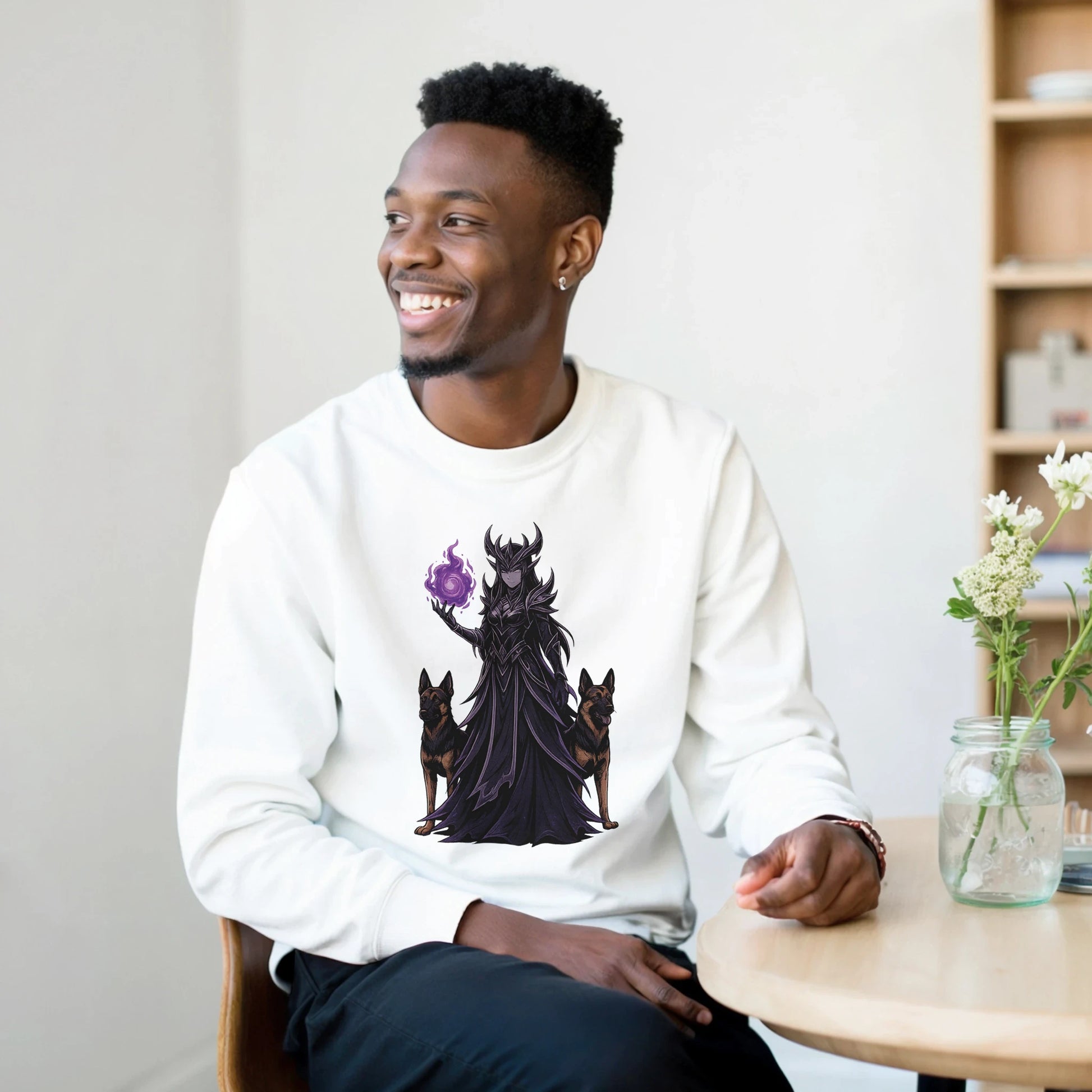 Sweat-shirt adulte unisexe classique ras du cou blanc Fantastique Malinois