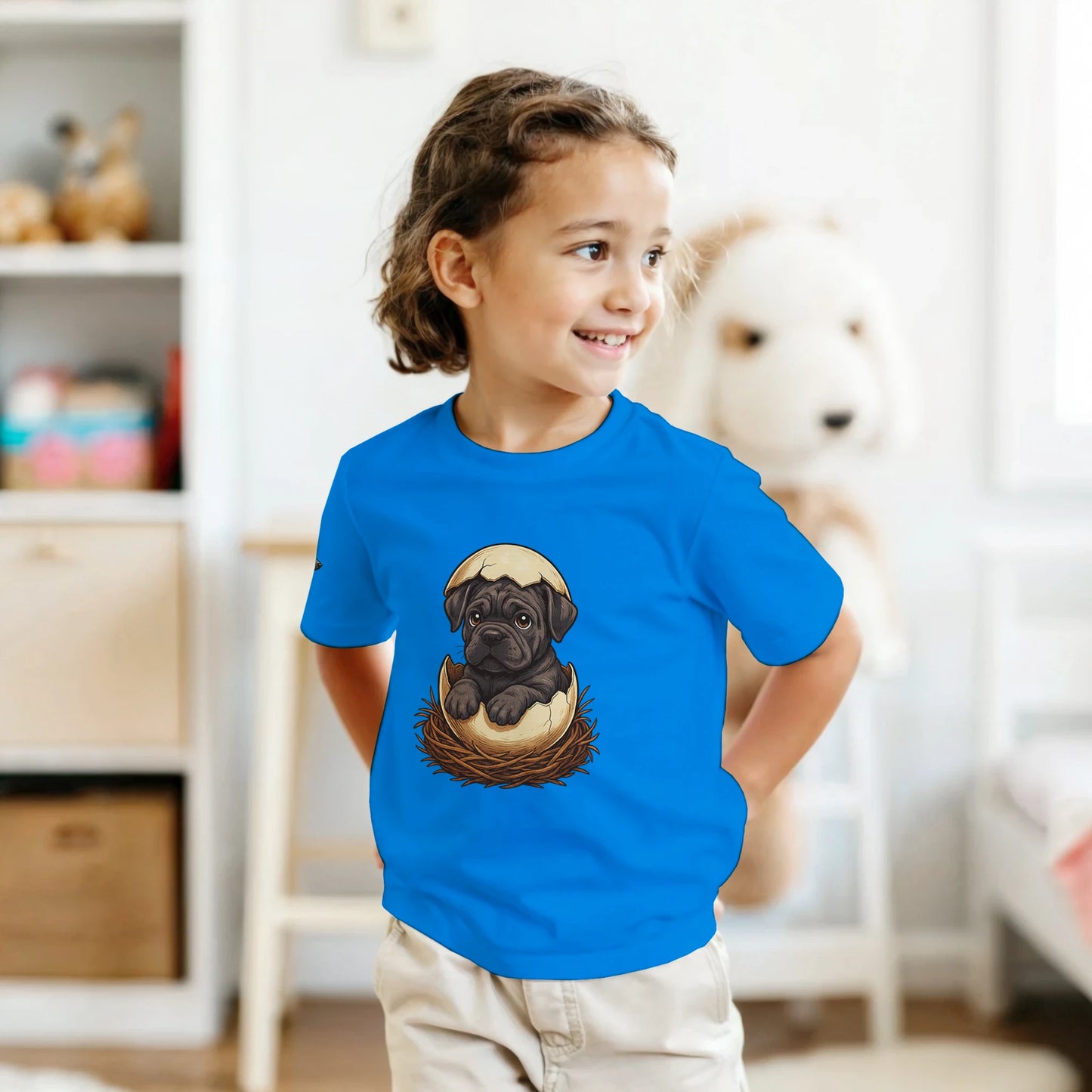 T-shirt enfant unisexe classique ras du cou bleu Cane Corso gris nid