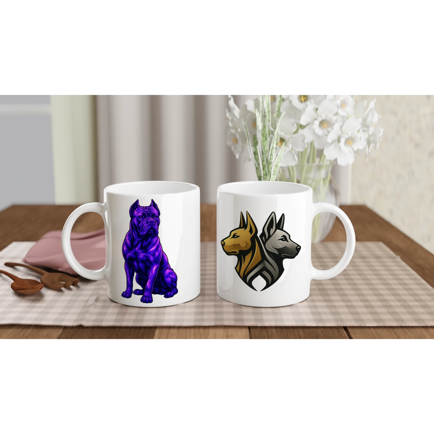 Mug en céramique blanche de 443 ml (15 oz) Cane Corso