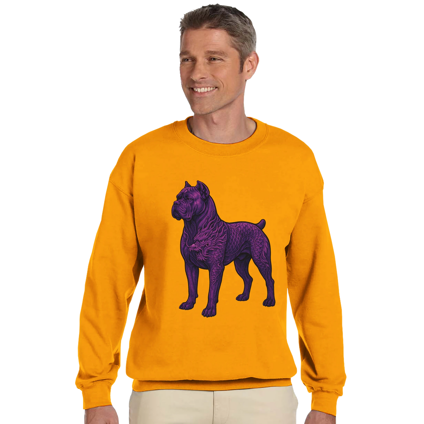 Sweat-shirt adulte unisexe classique ras du cou jaune Cane Corso