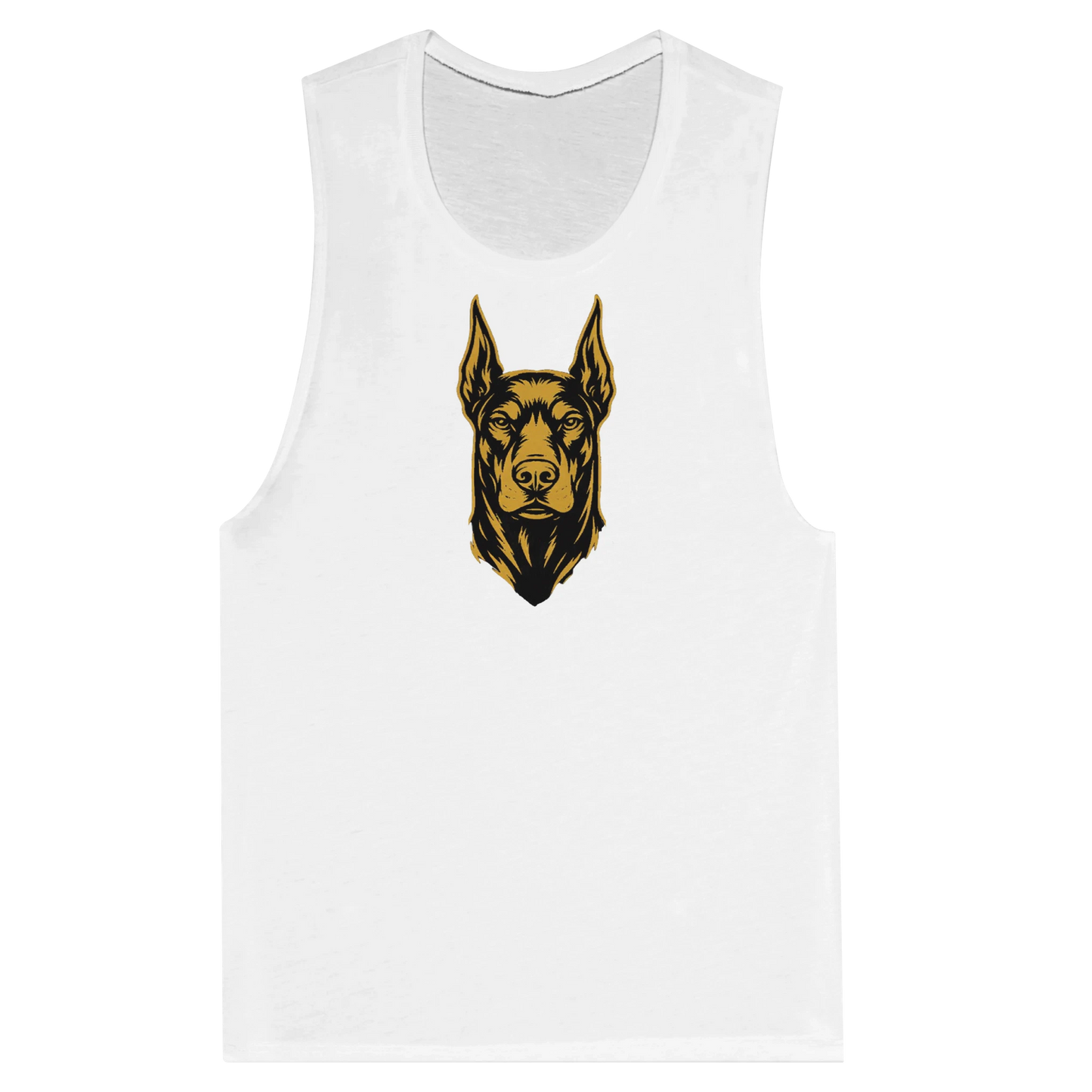 Débardeur pour femme blanc tête Dobermann noir doré