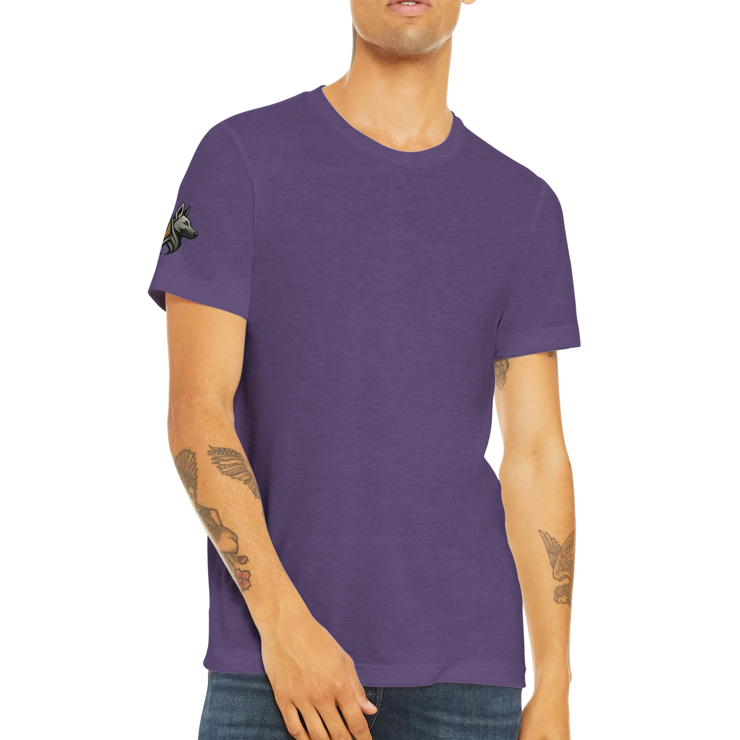 T-shirt sport unisexe Triblend adulte uni avec logo sur manche droite MolossDesign