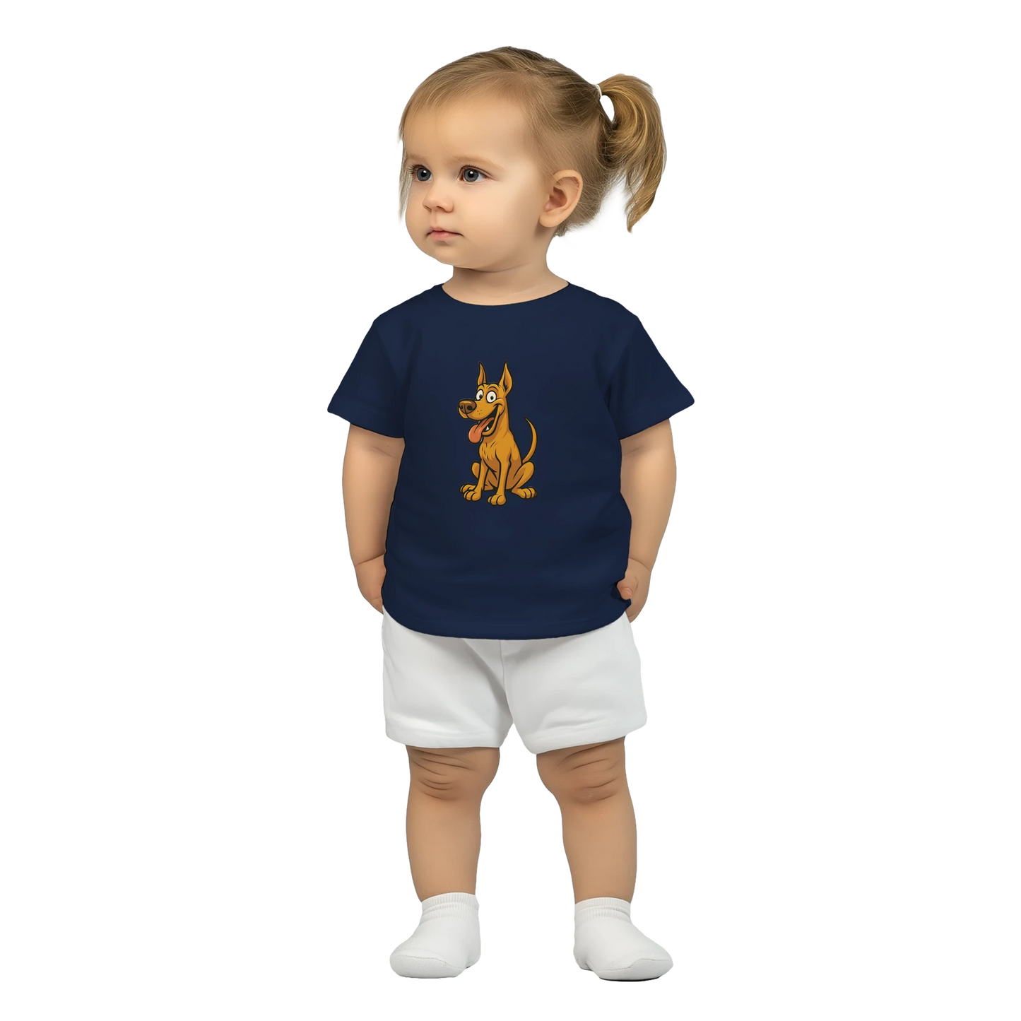 T-shirt bébé bleu marine coton manches courtes Dobermann