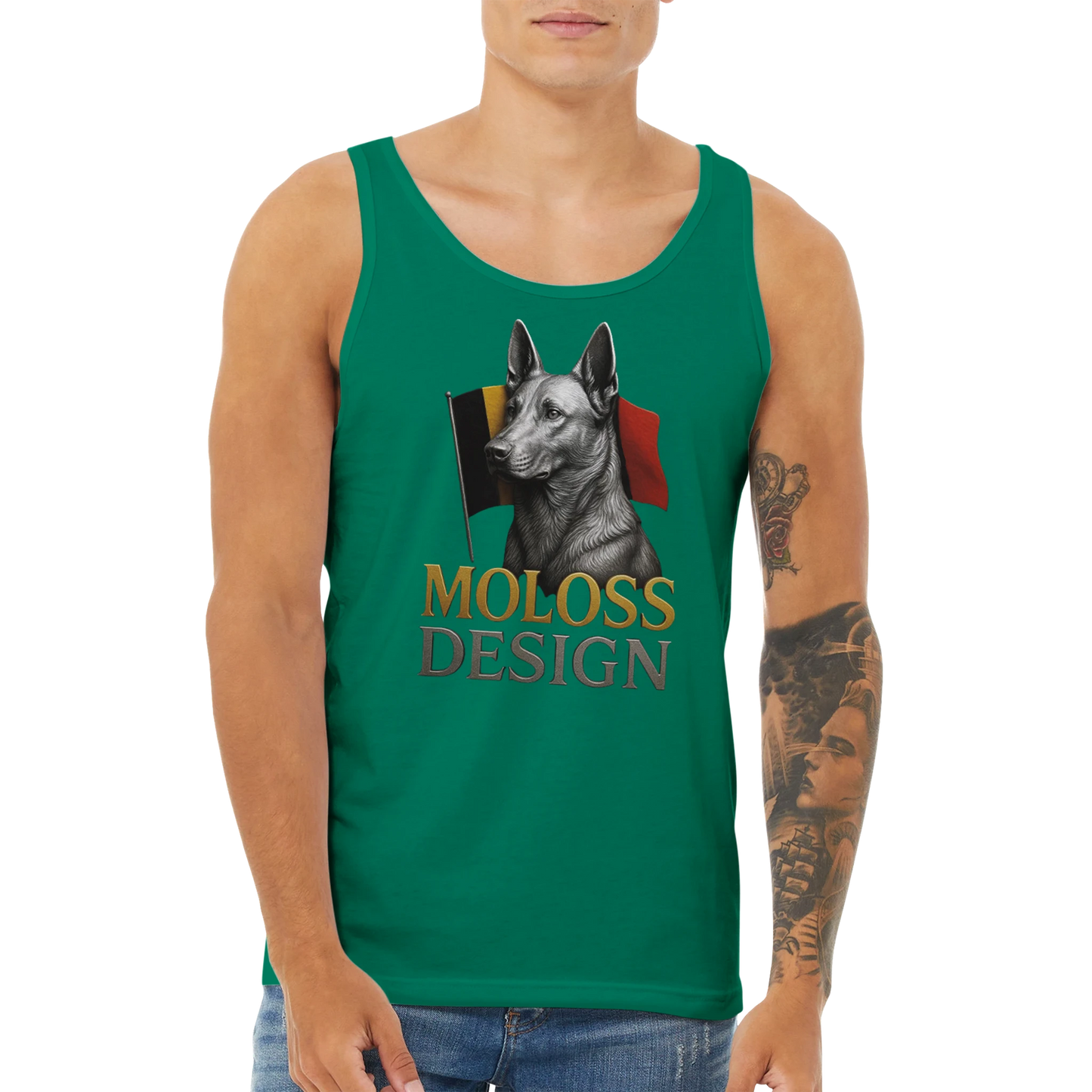 Débardeur adulte unisexe premium vert Malinois drapeau