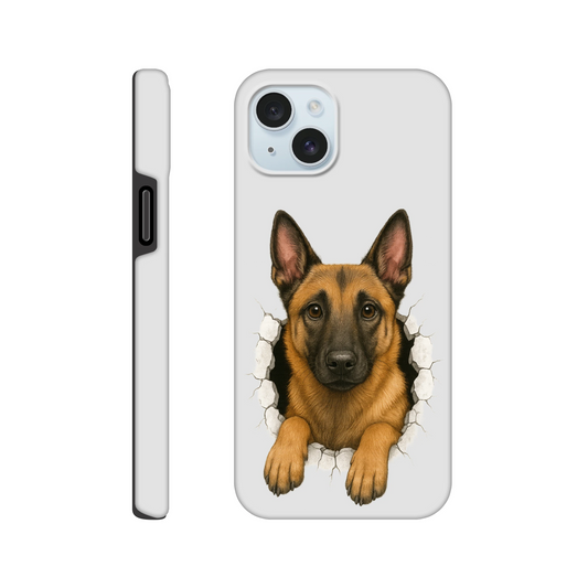 Coque résistante pour Iphone Malinois trou mur2