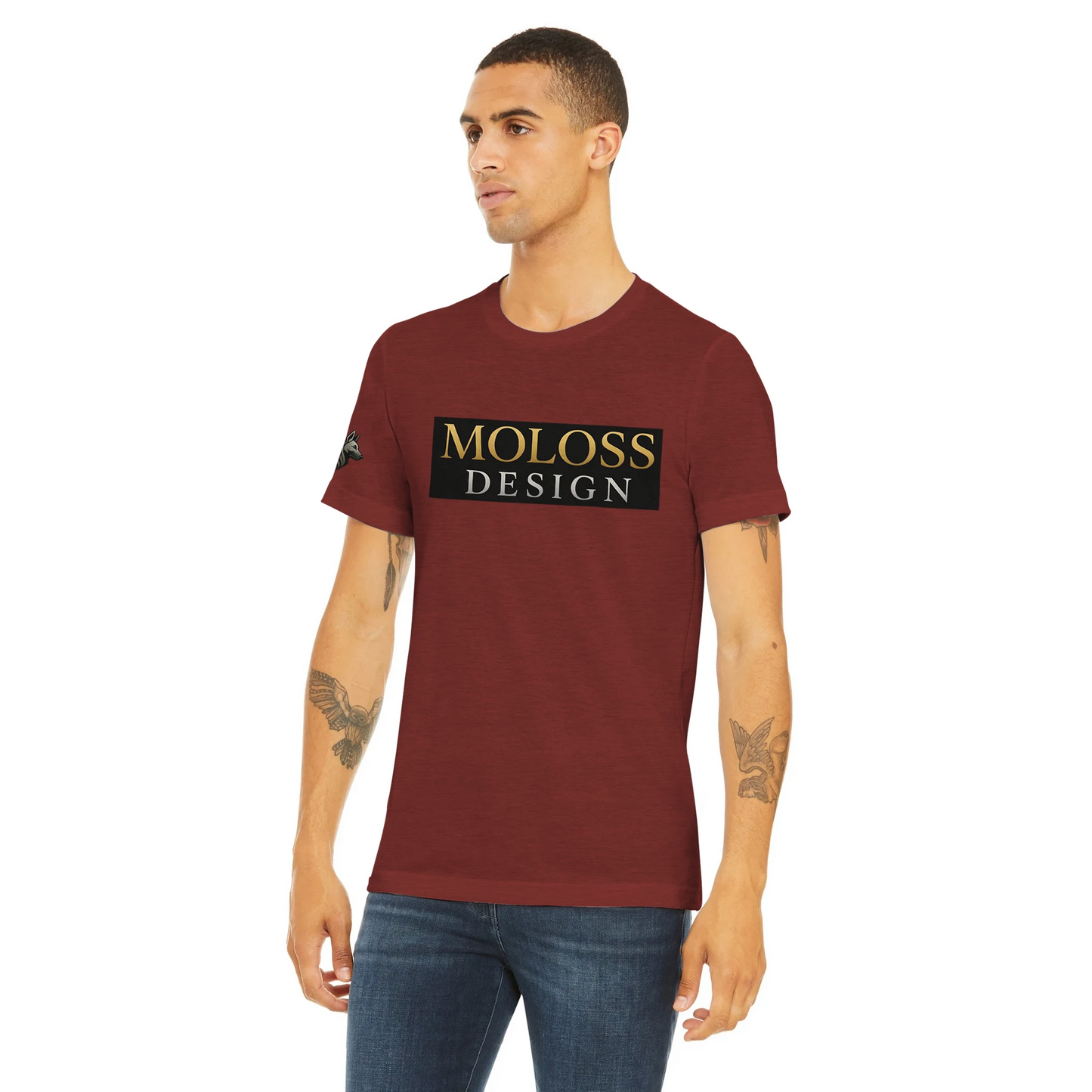 T-shirt  sport unisexe Triblend ras du cou rouge logo MolossDesign