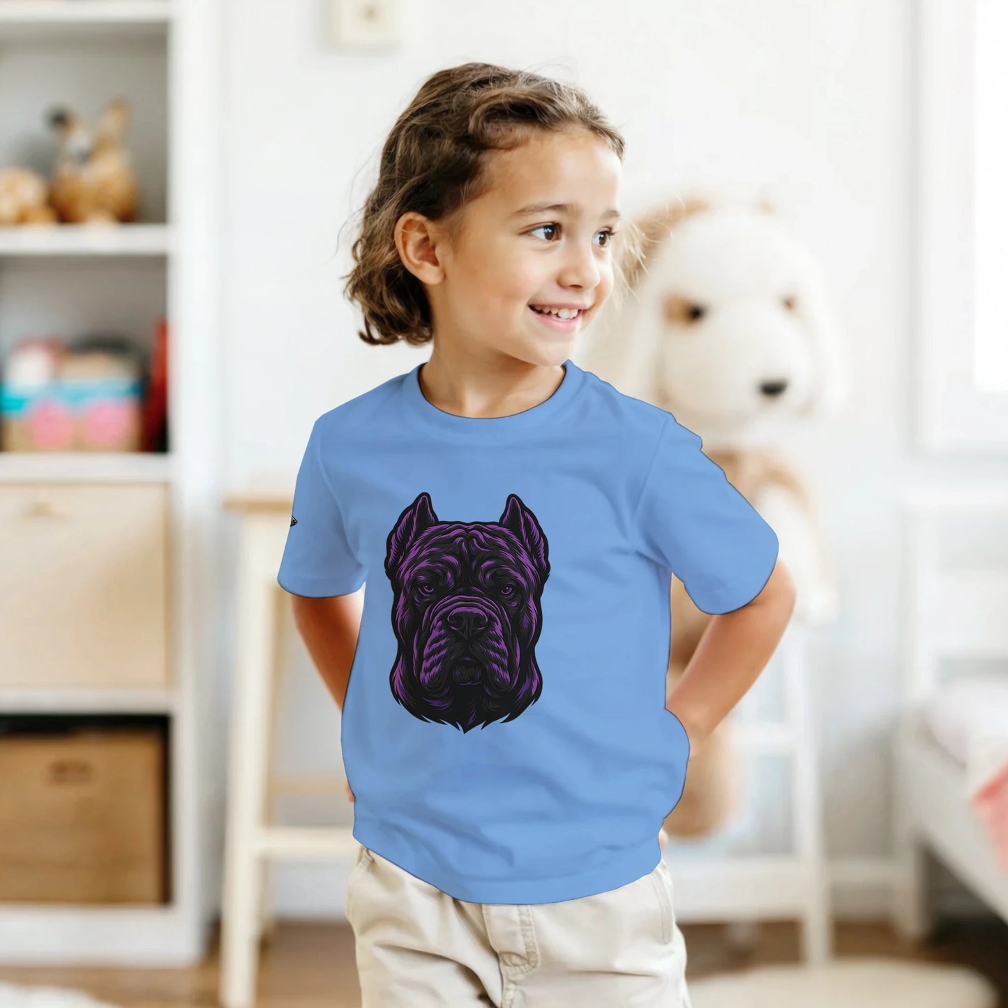 T-shirt enfant unisexe classique ras du cou bleu tête Cane Corso