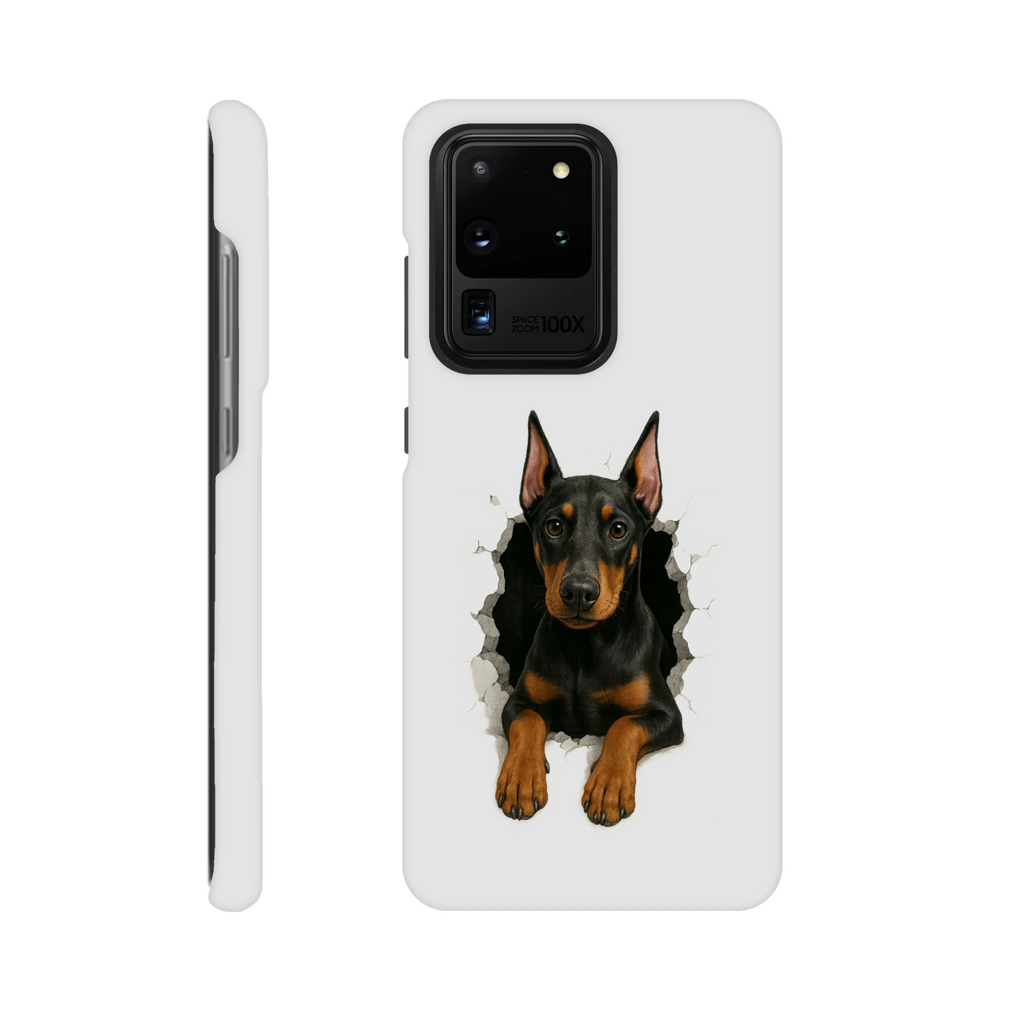 Coque de téléphone pour Samsung Galaxy S-Dobermann trou mur