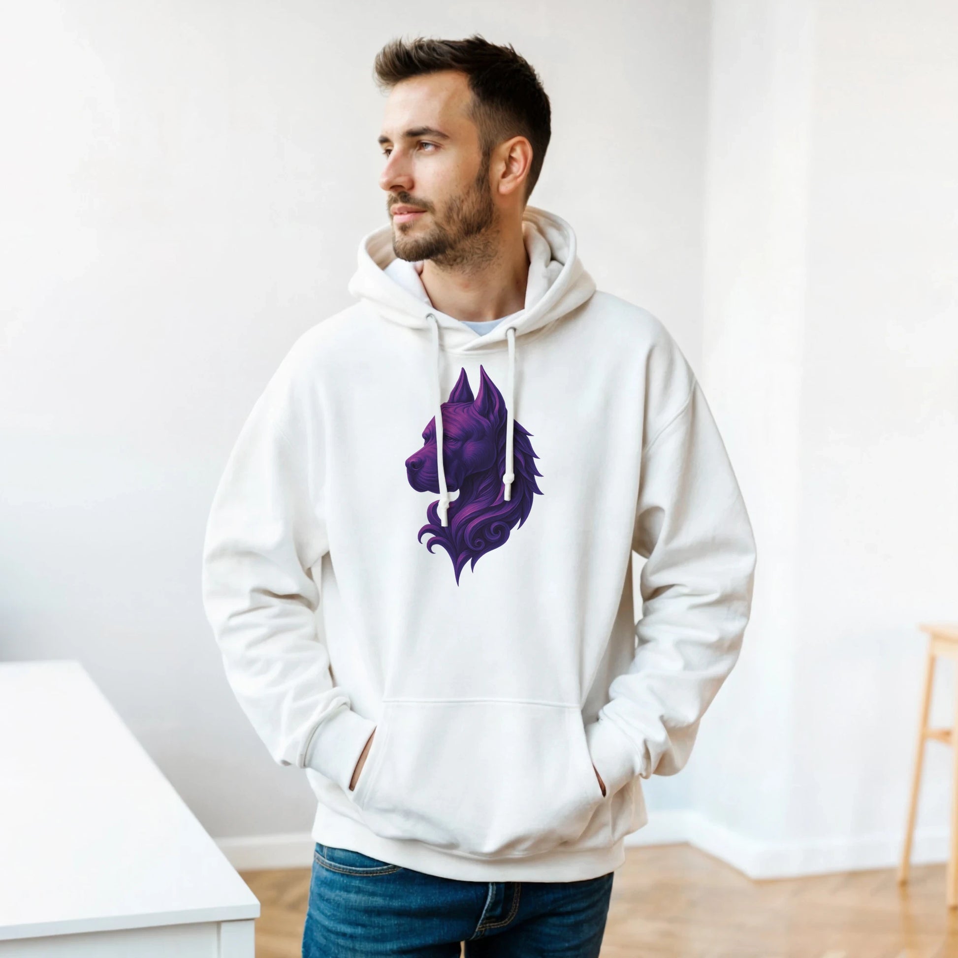 Sweat à capuche adulte unisexe classique blanc tête majestueuse Cane Corso