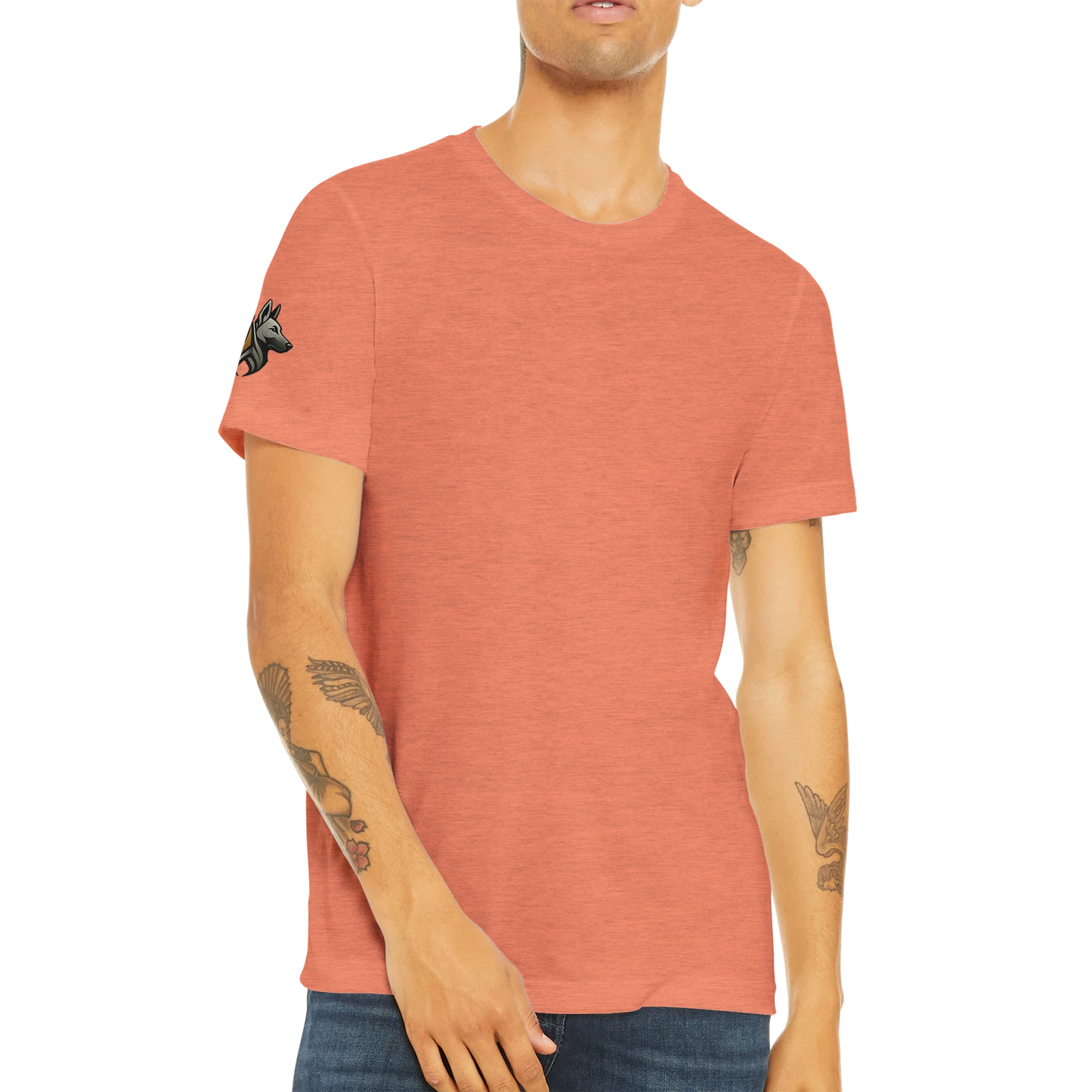 T-shirt sport unisexe Triblend adulte uni avec logo sur manche droite MolossDesign