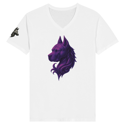 T-shirt adulte unisexe premium col en V blanc tête majestueuse Cane Corso