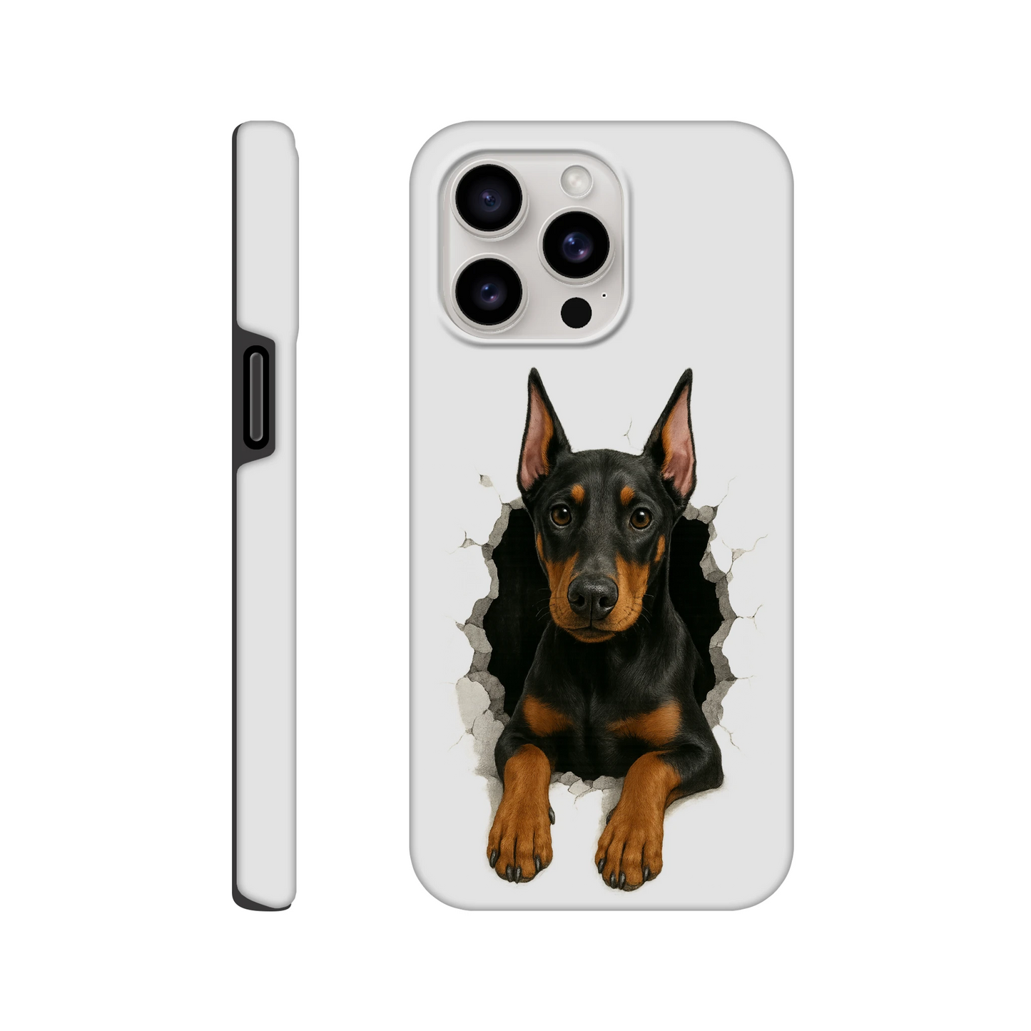 Coque résistante pour Iphone-Dobermann trou mur