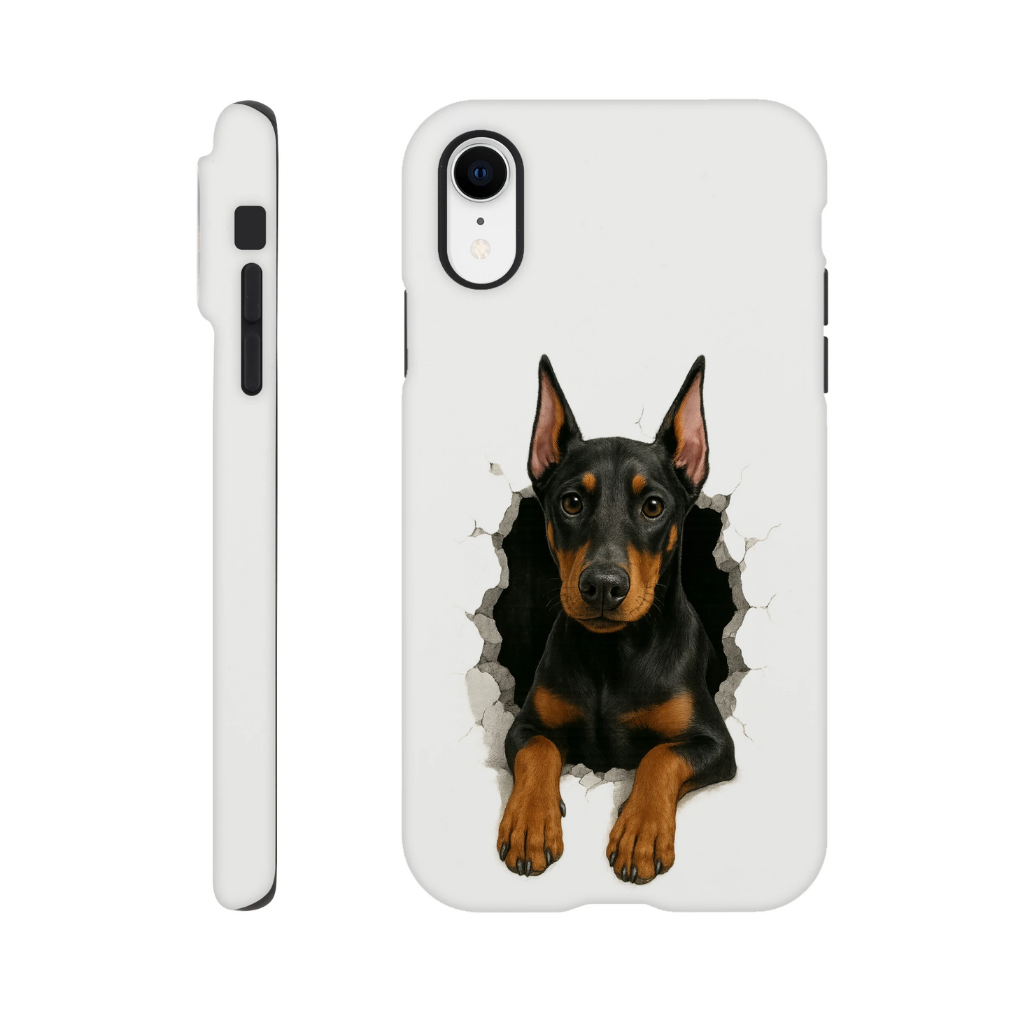 Coque résistante pour Iphone-Dobermann trou mur