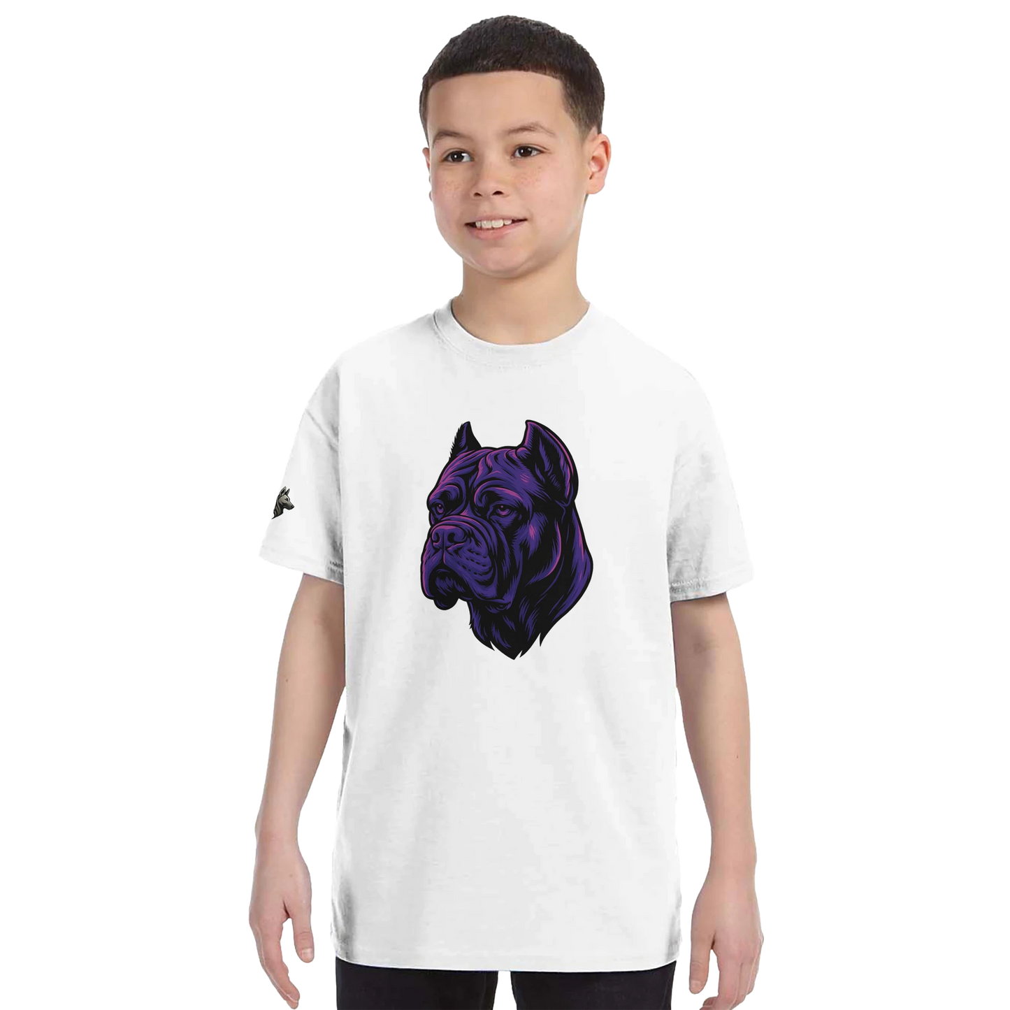 T-shirt enfant unisexe classique ras du cou blanc tête cane Corso